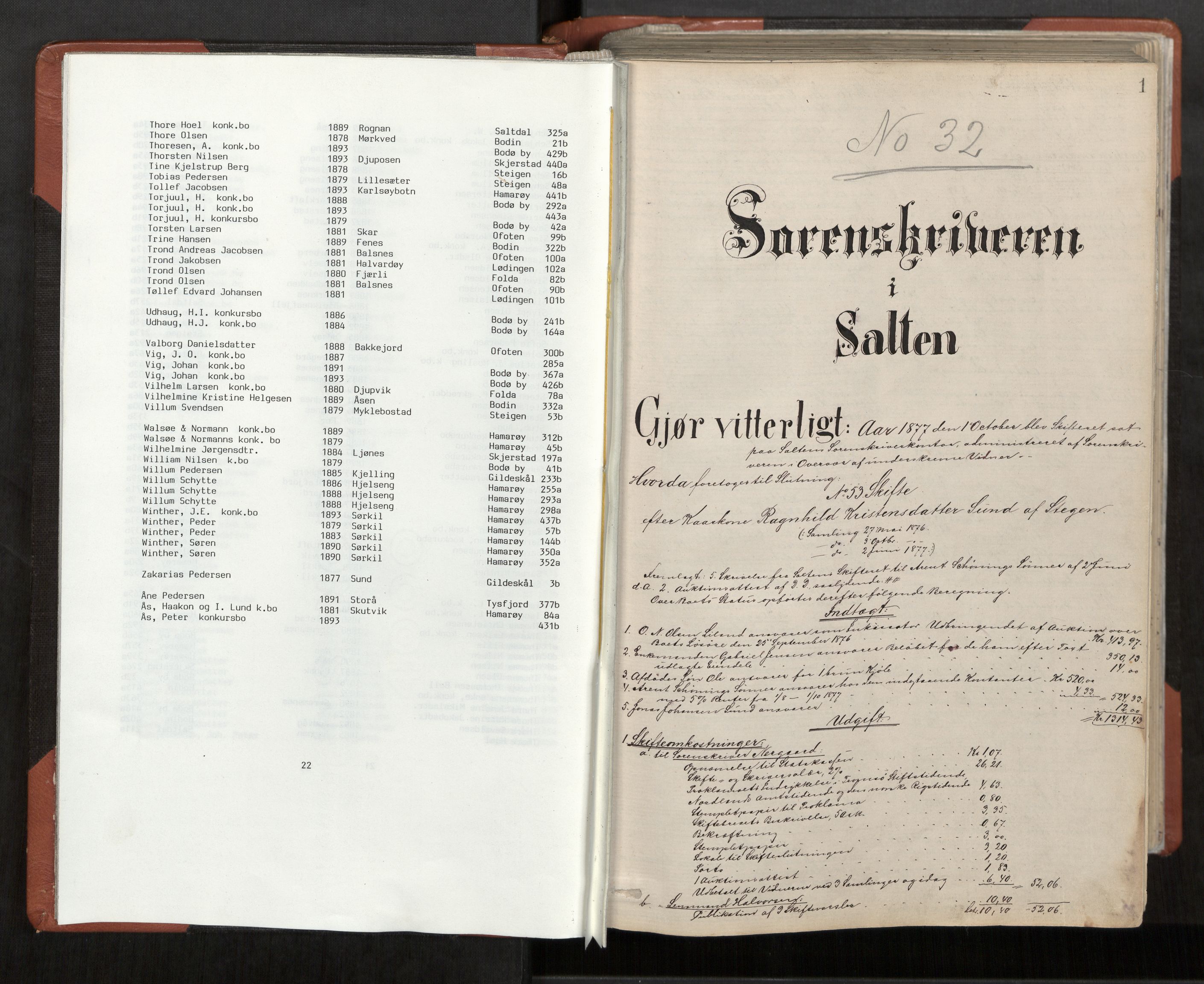 Salten sorenskriveri, SAT/A-4578/1/3/3A/L0063: Skifteslutningsprotokoll, 1877-1894, p. 1