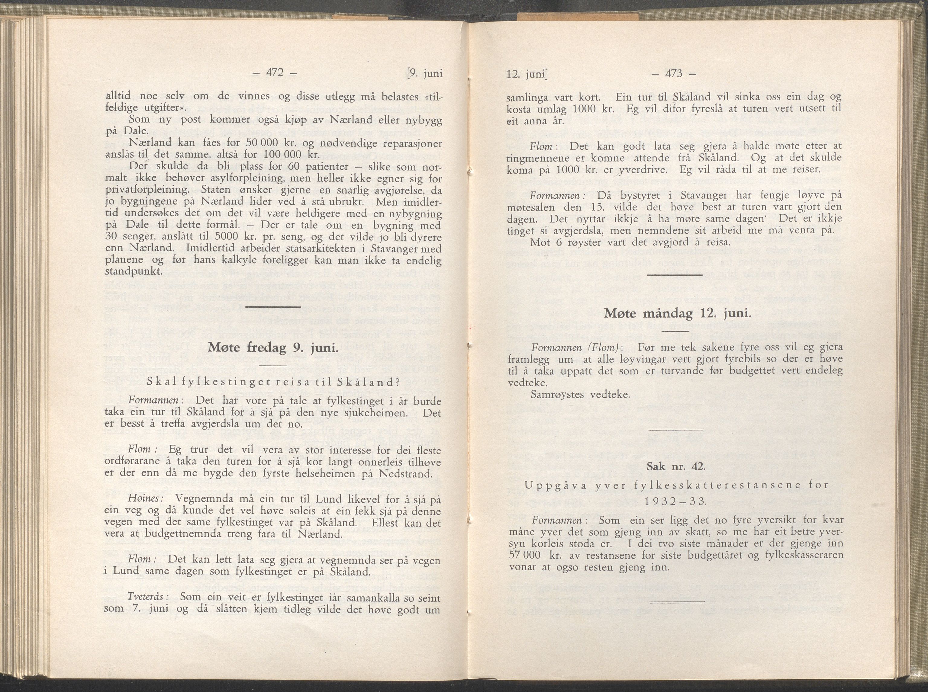 Rogaland fylkeskommune - Fylkesrådmannen , IKAR/A-900/A/Aa/Aaa/L0052: Møtebok , 1933, p. 472-473