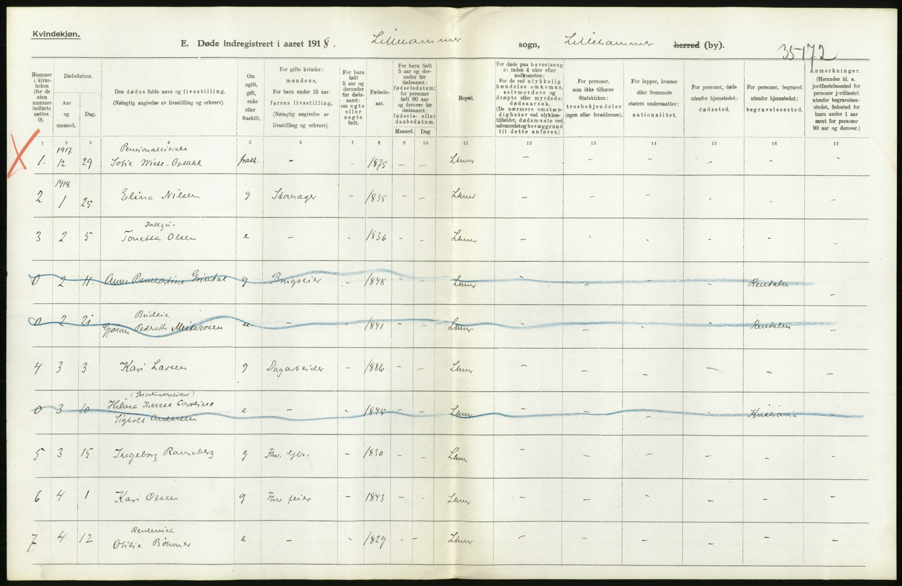 Statistisk sentralbyrå, Sosiodemografiske emner, Befolkning, AV/RA-S-2228/D/Df/Dfb/Dfbh/L0017: Oppland fylke: Døde. Bygder og byer., 1918, p. 534