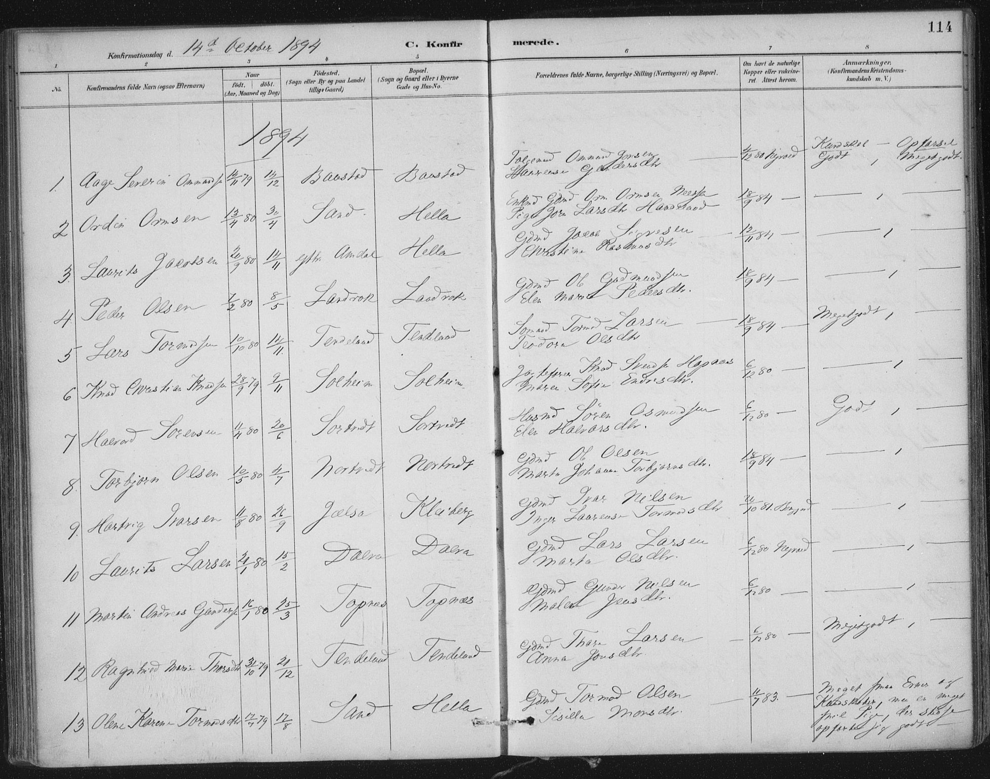 Nedstrand sokneprestkontor, SAST/A-101841/01/IV: Parish register (official) no. A 12, 1887-1915, p. 114