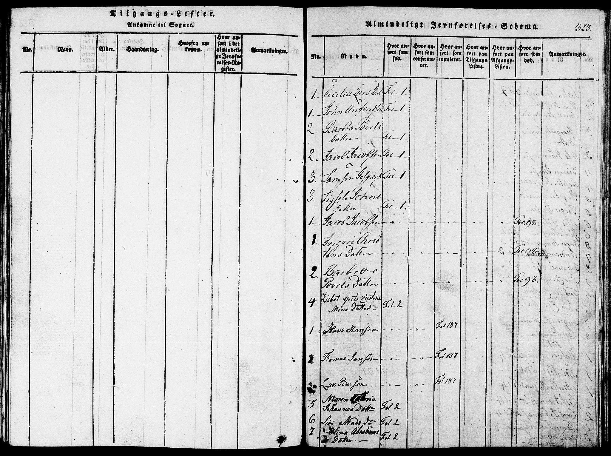 Fjelberg sokneprestembete, SAB/A-75201/H/Hab: Parish register (copy) no. A 1, 1816-1823, p. 323
