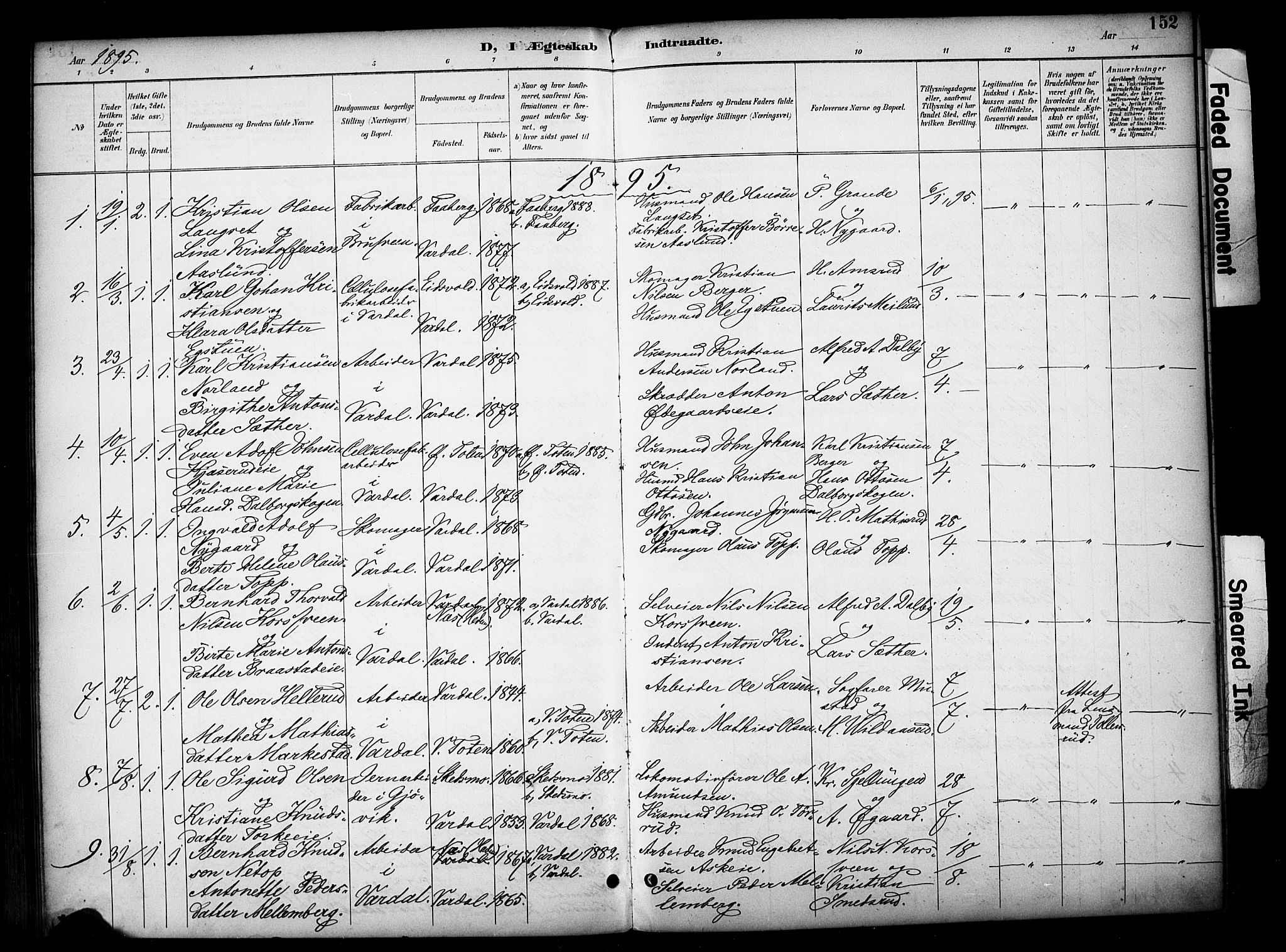 Vardal prestekontor, AV/SAH-PREST-100/H/Ha/Haa/L0012: Parish register (official) no. 12, 1893-1904, p. 152