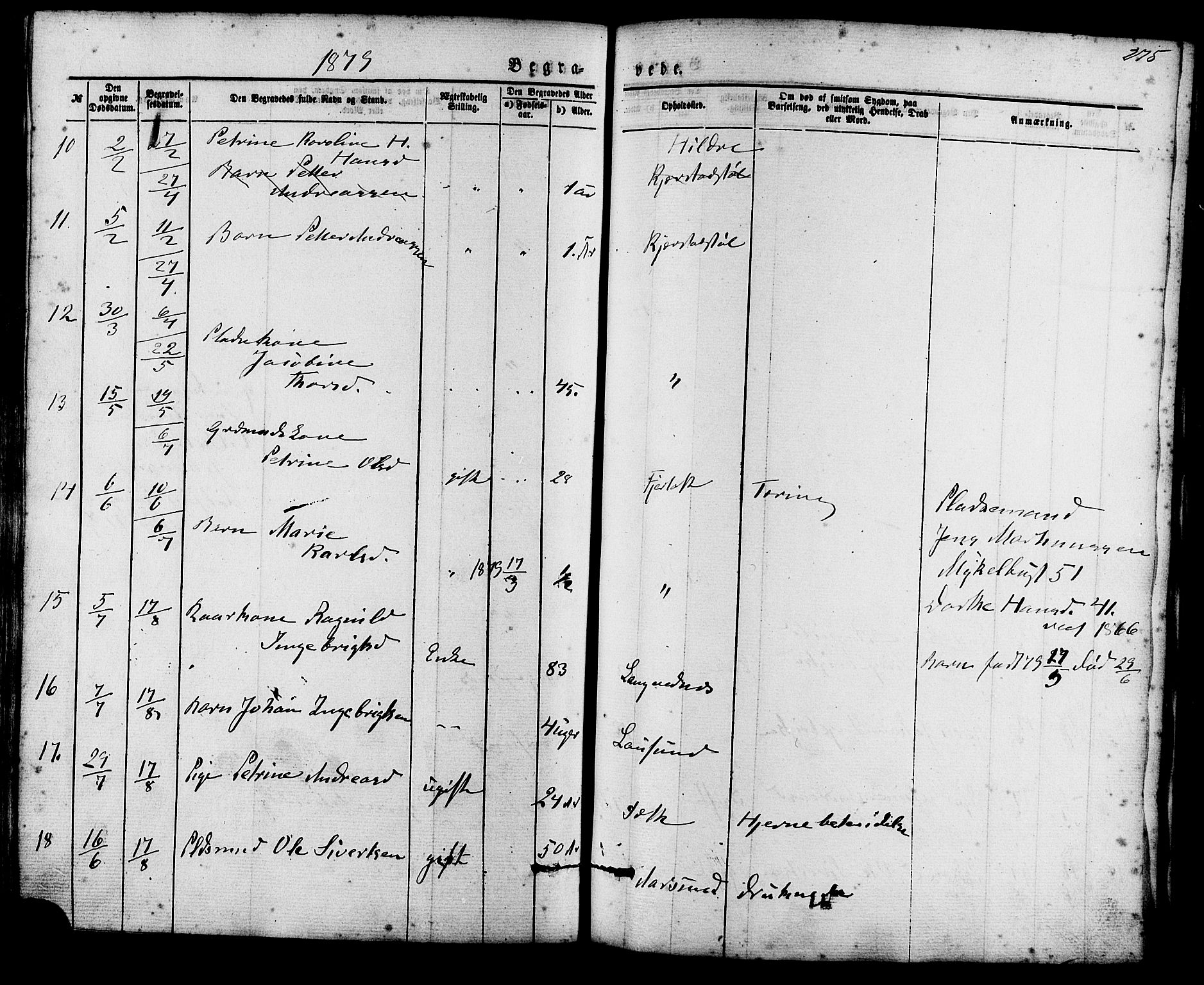 Ministerialprotokoller, klokkerbøker og fødselsregistre - Møre og Romsdal, AV/SAT-A-1454/536/L0500: Parish register (official) no. 536A09, 1876-1889, p. 275