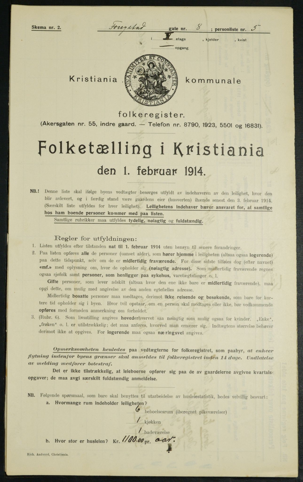 OBA, Municipal Census 1914 for Kristiania, 1914, p. 25463