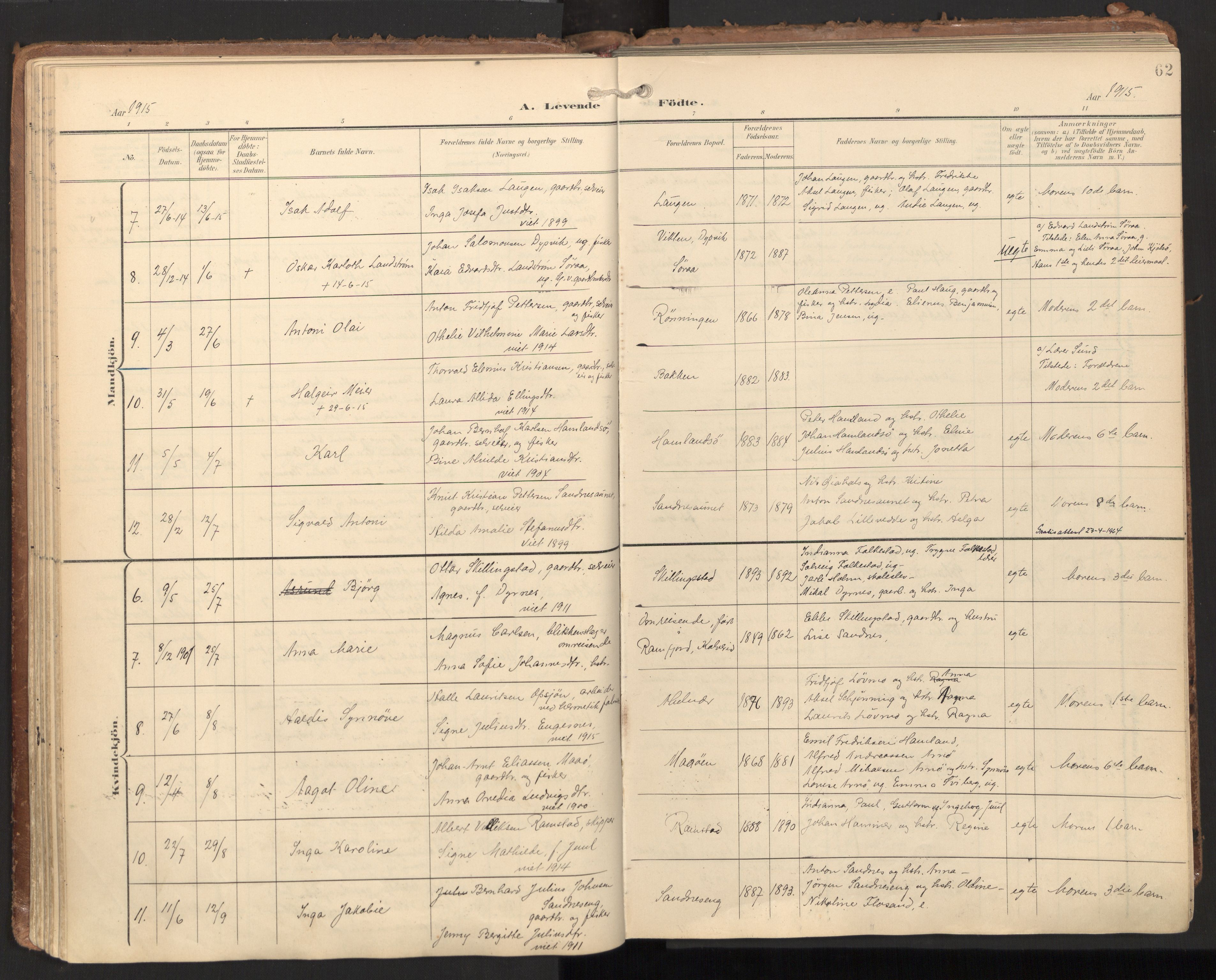 Ministerialprotokoller, klokkerbøker og fødselsregistre - Nord-Trøndelag, SAT/A-1458/784/L0677: Parish register (official) no. 784A12, 1900-1920, p. 62