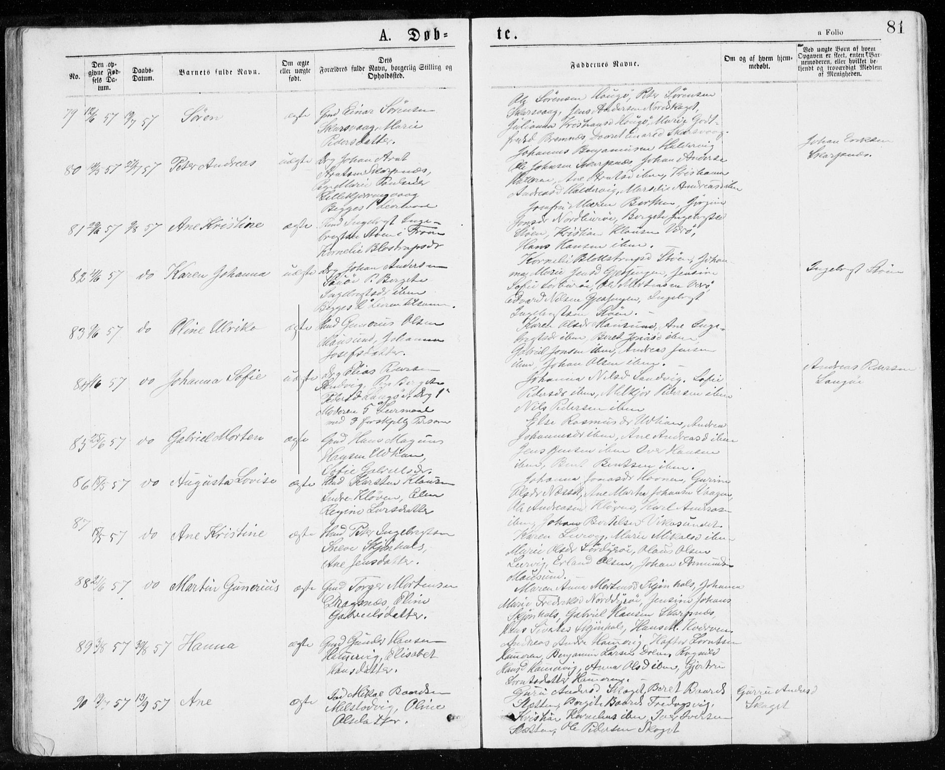 Ministerialprotokoller, klokkerbøker og fødselsregistre - Sør-Trøndelag, SAT/A-1456/640/L0576: Parish register (official) no. 640A01, 1846-1876, p. 81