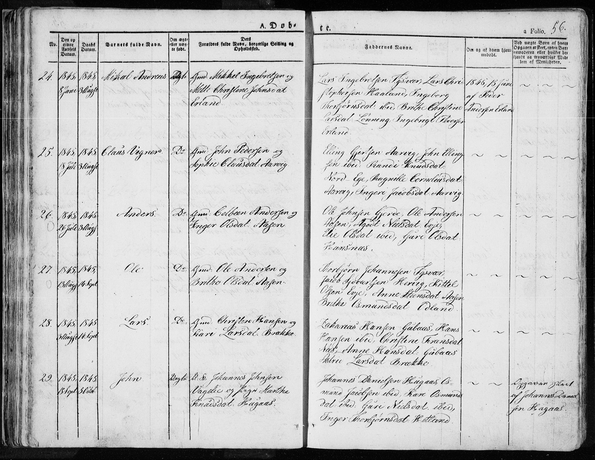 Tysvær sokneprestkontor, SAST/A -101864/H/Ha/Haa/L0001: Parish register (official) no. A 1.1, 1831-1856, p. 56