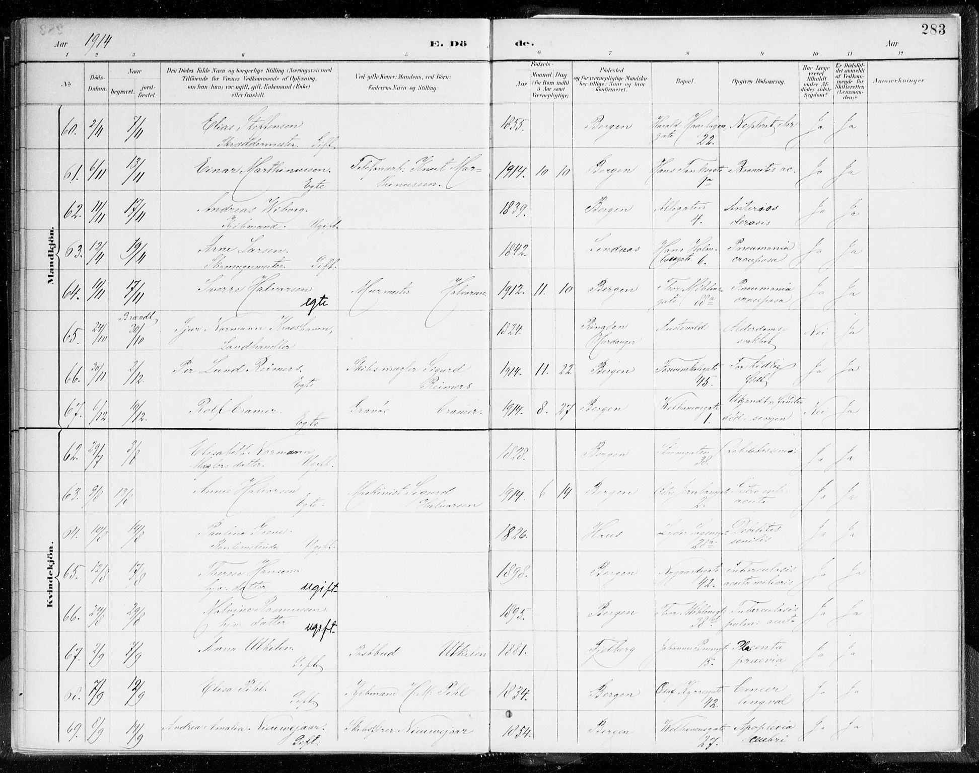 Johanneskirken sokneprestembete, AV/SAB-A-76001/H/Haa/L0019: Parish register (official) no. E 1, 1885-1915, p. 283