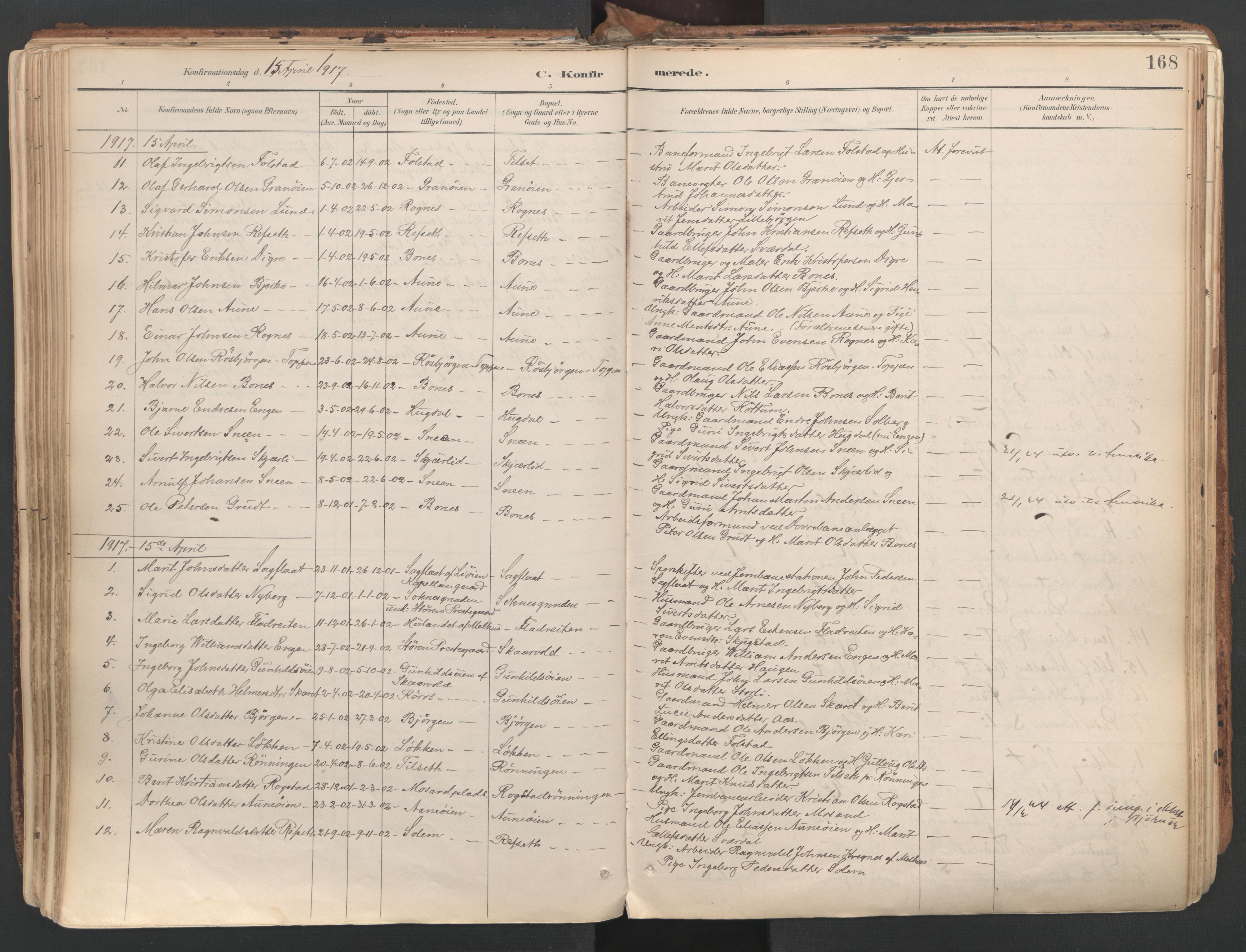 Ministerialprotokoller, klokkerbøker og fødselsregistre - Sør-Trøndelag, SAT/A-1456/687/L1004: Parish register (official) no. 687A10, 1891-1923, p. 168