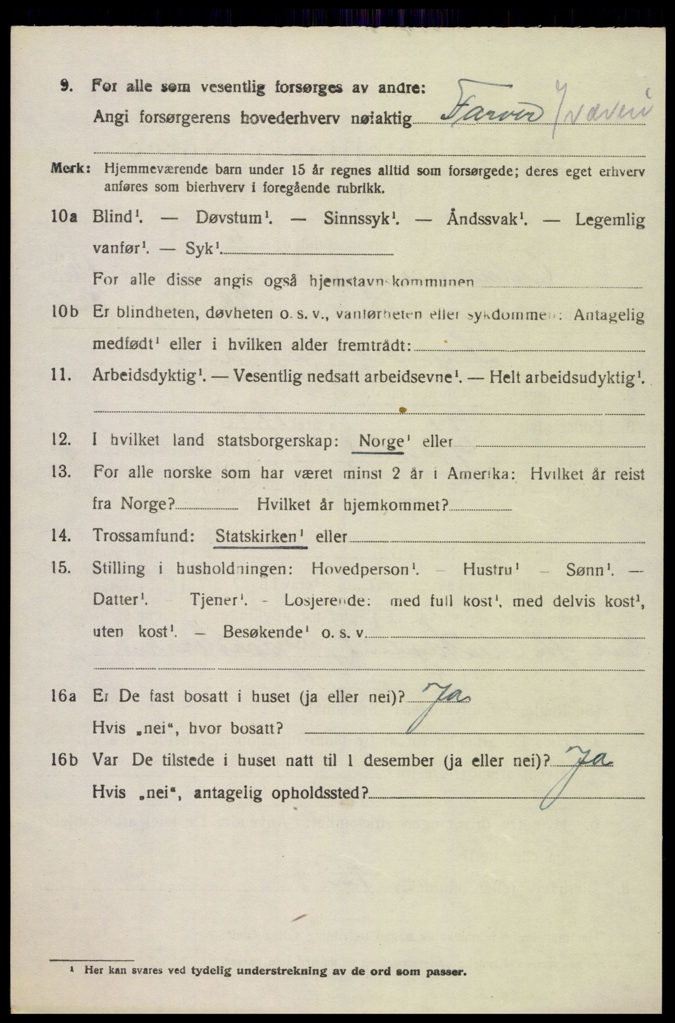 SAK, 1920 census for Oddernes, 1920, p. 6842