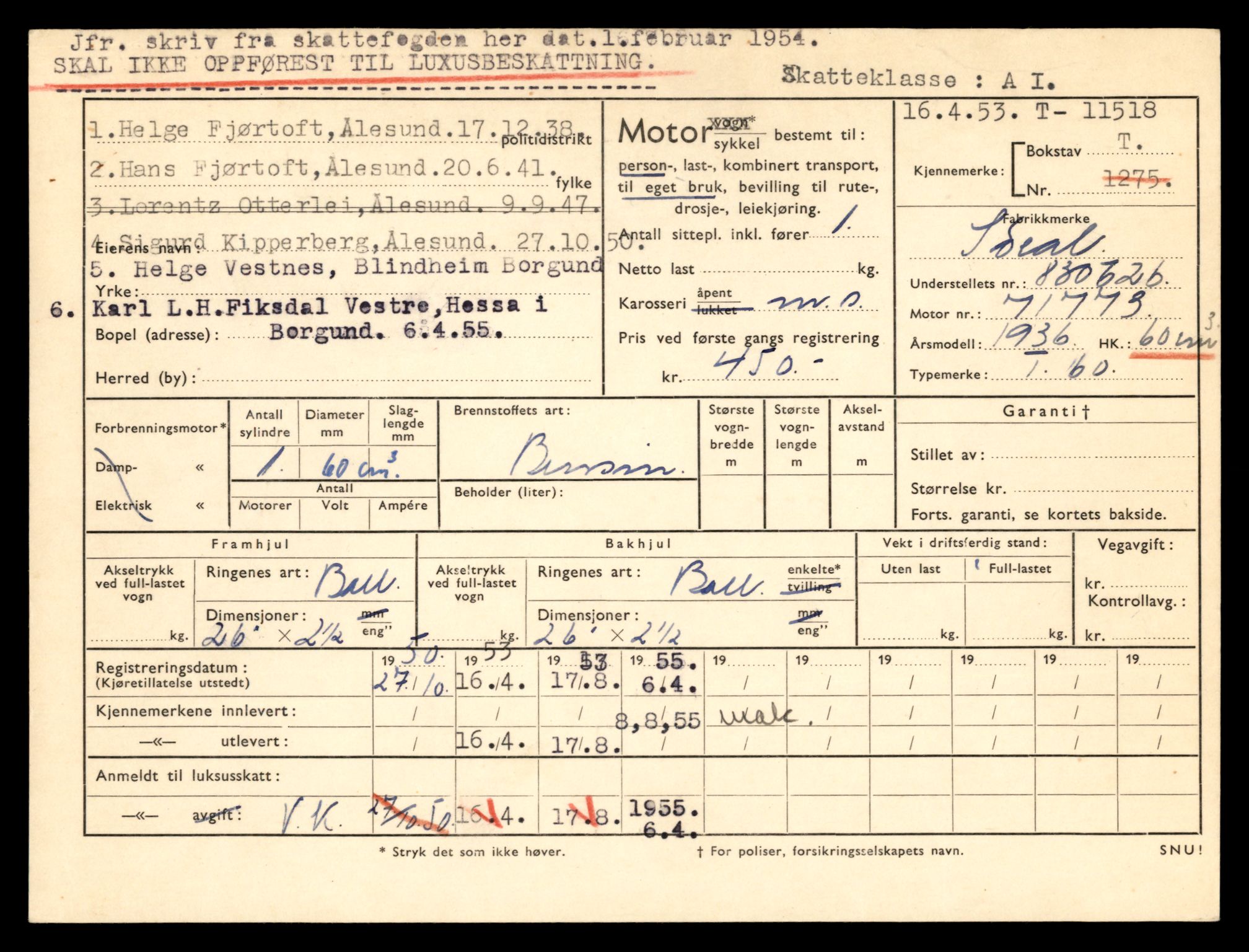 Møre og Romsdal vegkontor - Ålesund trafikkstasjon, AV/SAT-A-4099/F/Fe/L0029: Registreringskort for kjøretøy T 11430 - T 11619, 1927-1998, p. 1620