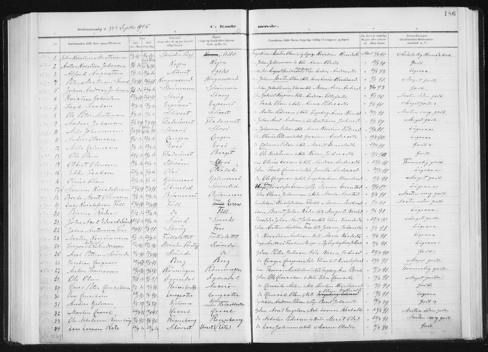 Ministerialprotokoller, klokkerbøker og fødselsregistre - Sør-Trøndelag, SAT/A-1456/647/L0635: Parish register (official) no. 647A02, 1896-1911, p. 186