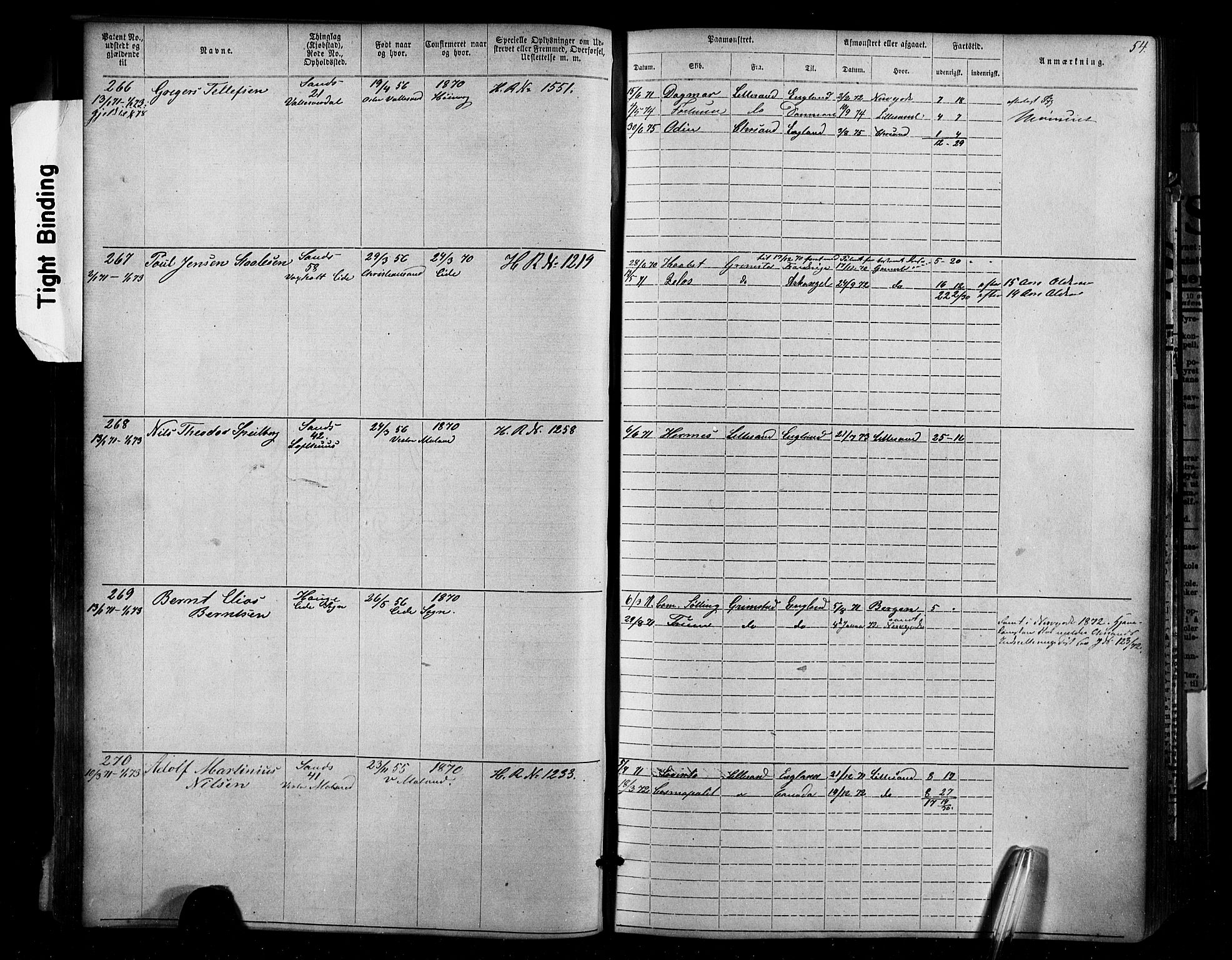 Lillesand mønstringskrets, SAK/2031-0014/F/Fa/L0002: Annotasjonsrulle nr 1-1910 med register, W-8, 1868-1891, p. 64