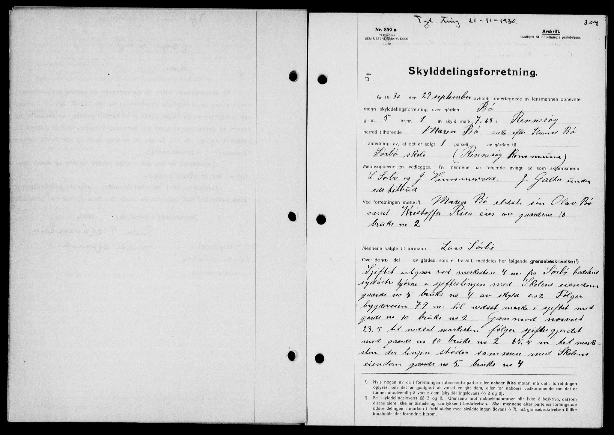 Ryfylke tingrett, SAST/A-100055/001/II/IIB/L0061: Mortgage book no. 40, 1930-1931, Deed date: 21.11.1930