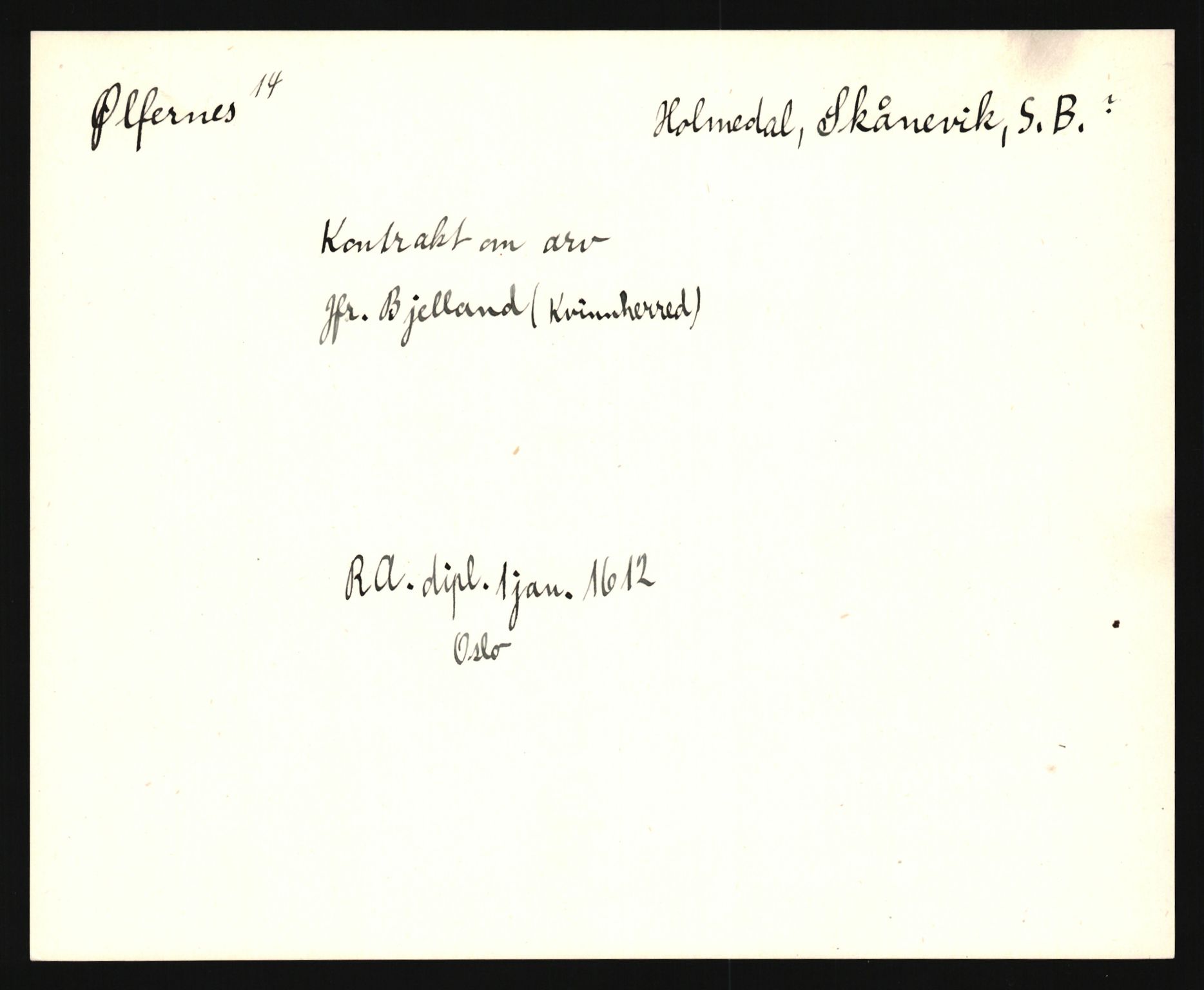 Riksarkivets diplomsamling, AV/RA-EA-5965/F35/F35e/L0028: Registreringssedler Hordaland 1, 1400-1700, p. 127