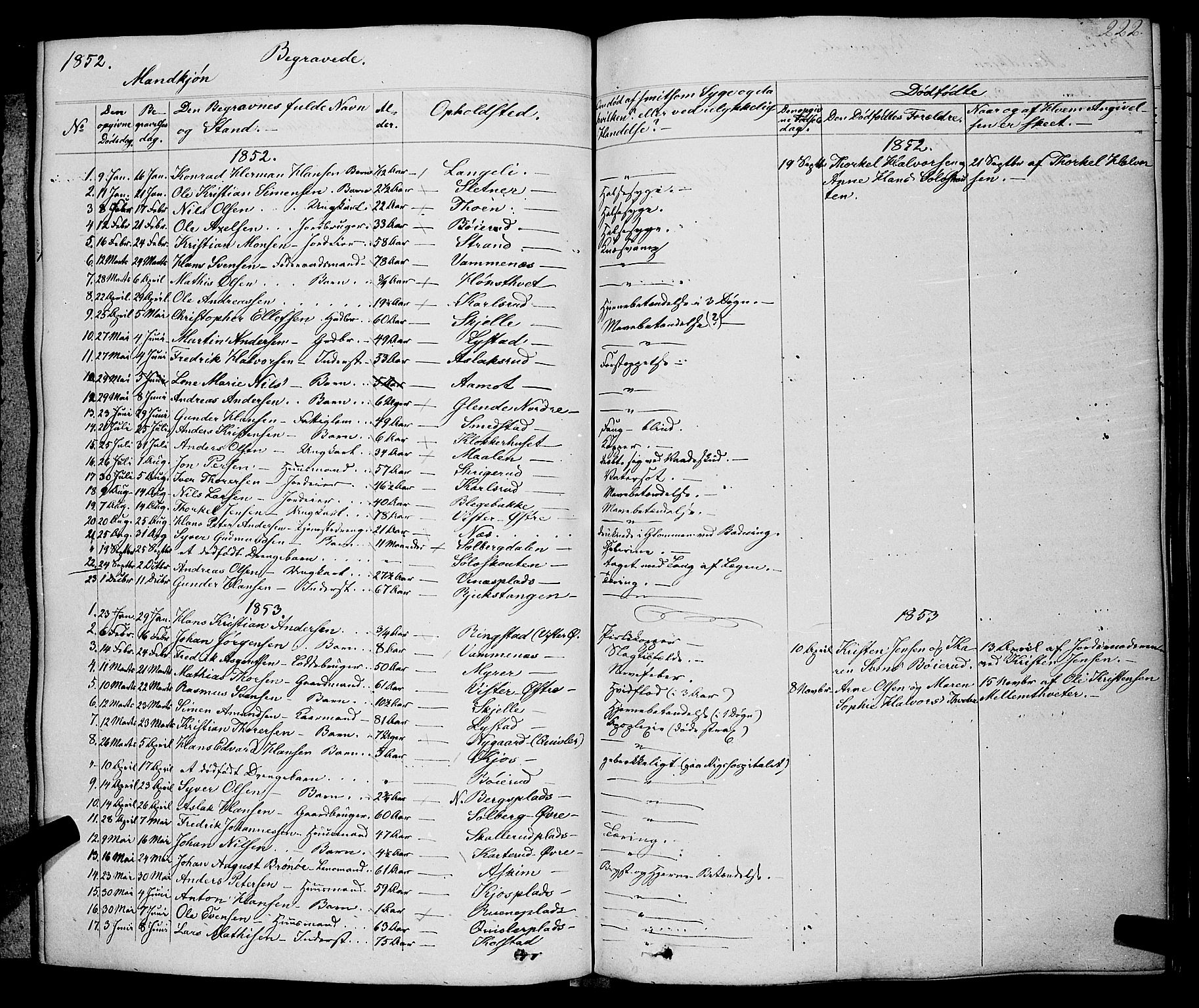 Skiptvet prestekontor Kirkebøker, AV/SAO-A-20009/F/Fa/L0006: Parish register (official) no. 6, 1839-1860, p. 222