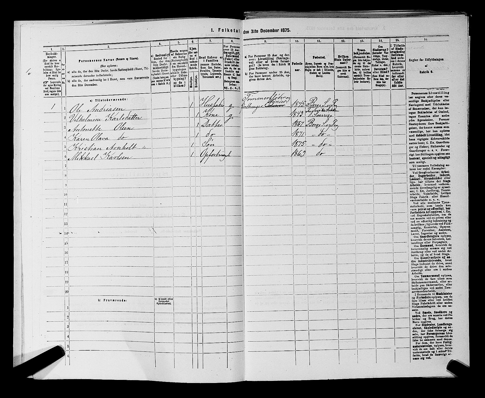 RA, 1875 census for 0113P Borge, 1875, p. 828