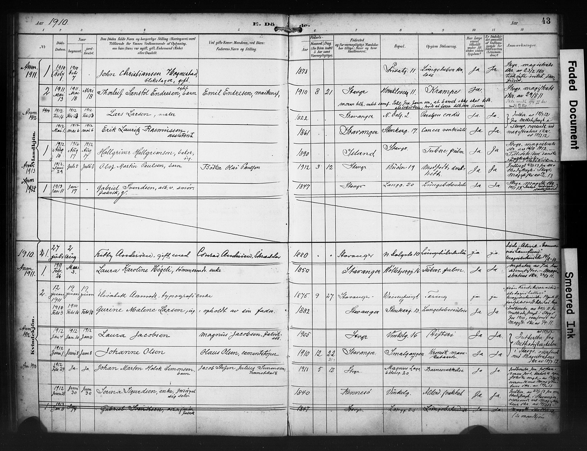 St. Petri sokneprestkontor, AV/SAST-A-101813/001/30/30BA/L0020: Parish register (official) no. A 18, 1893-1928, p. 43