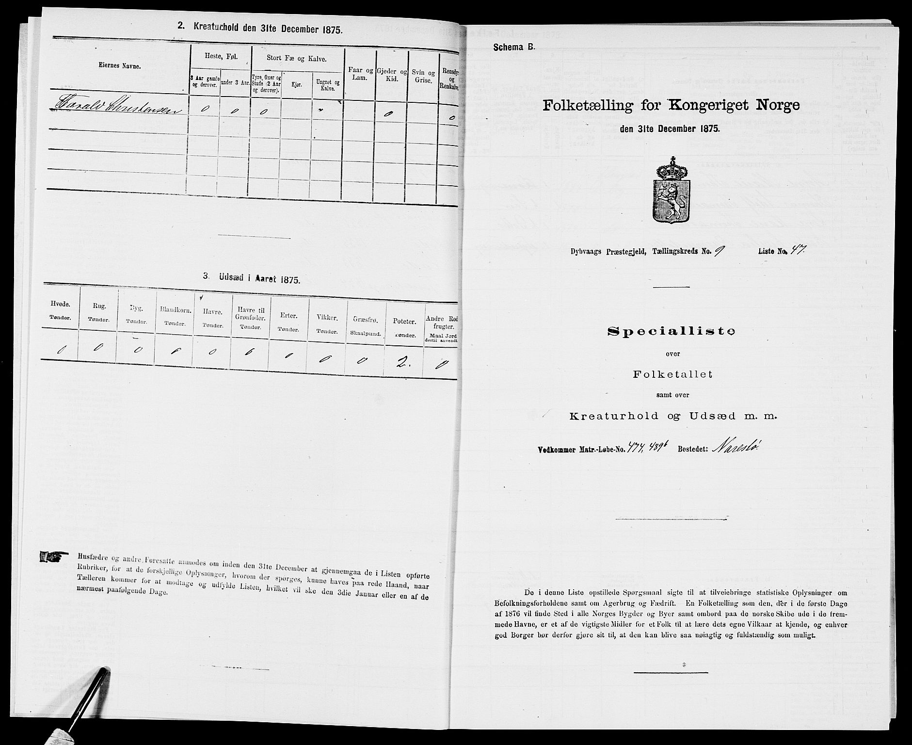 SAK, 1875 census for 0915P Dypvåg, 1875, p. 1206