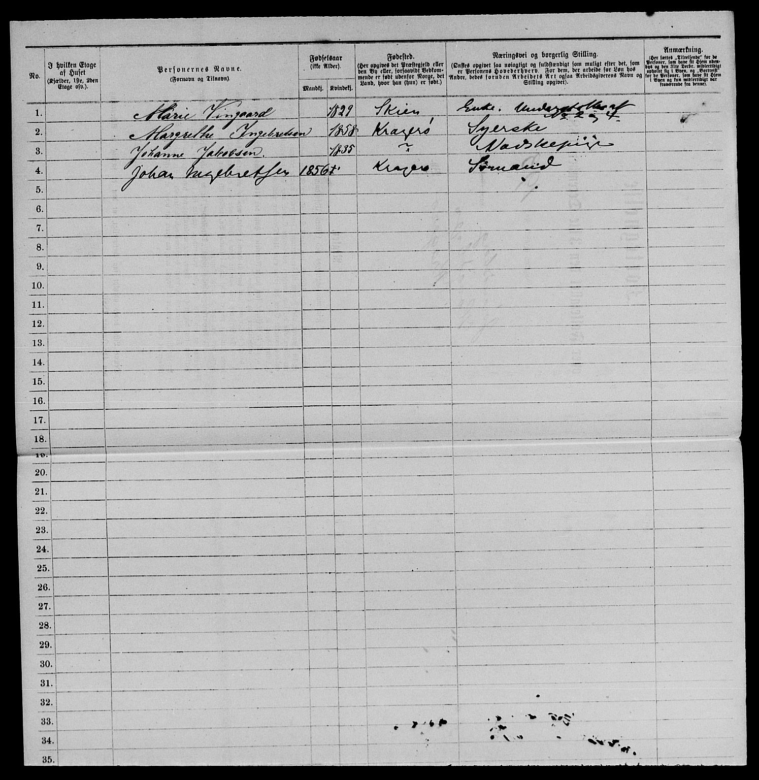 SAKO, 1885 census for 0801 Kragerø, 1885, p. 1401