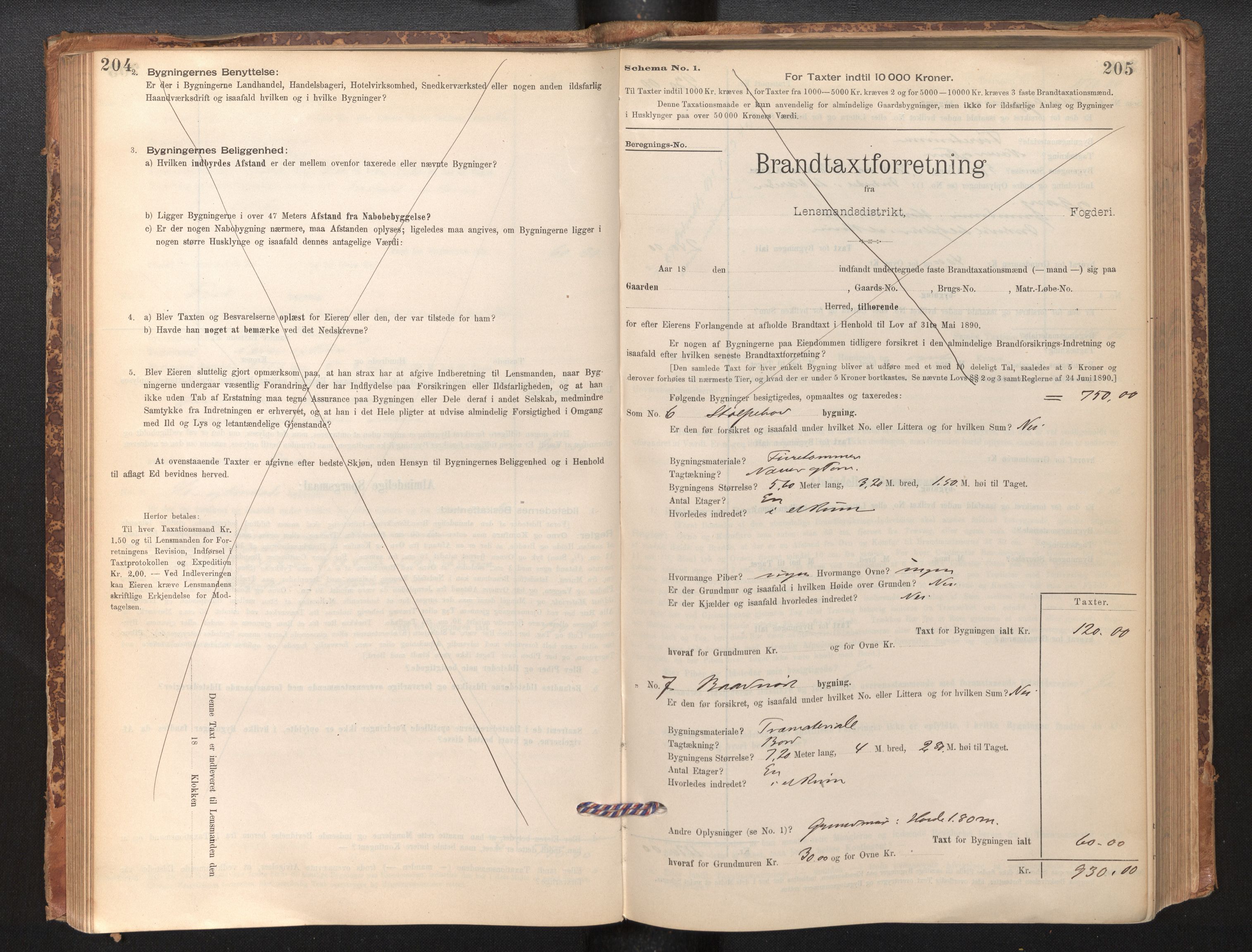 Lensmannen i Sogndal, AV/SAB-A-29901/0012/L0008: Branntakstprotokoll, skjematakst, 1895-1906, p. 204-205