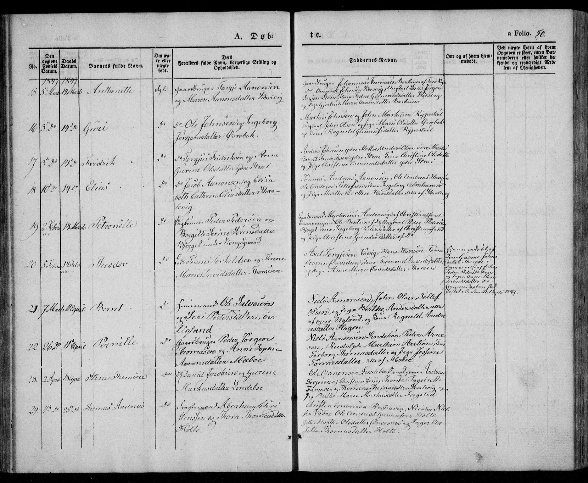 Oddernes sokneprestkontor, SAK/1111-0033/F/Fa/Faa/L0006: Parish register (official) no. A 6, 1838-1851, p. 50