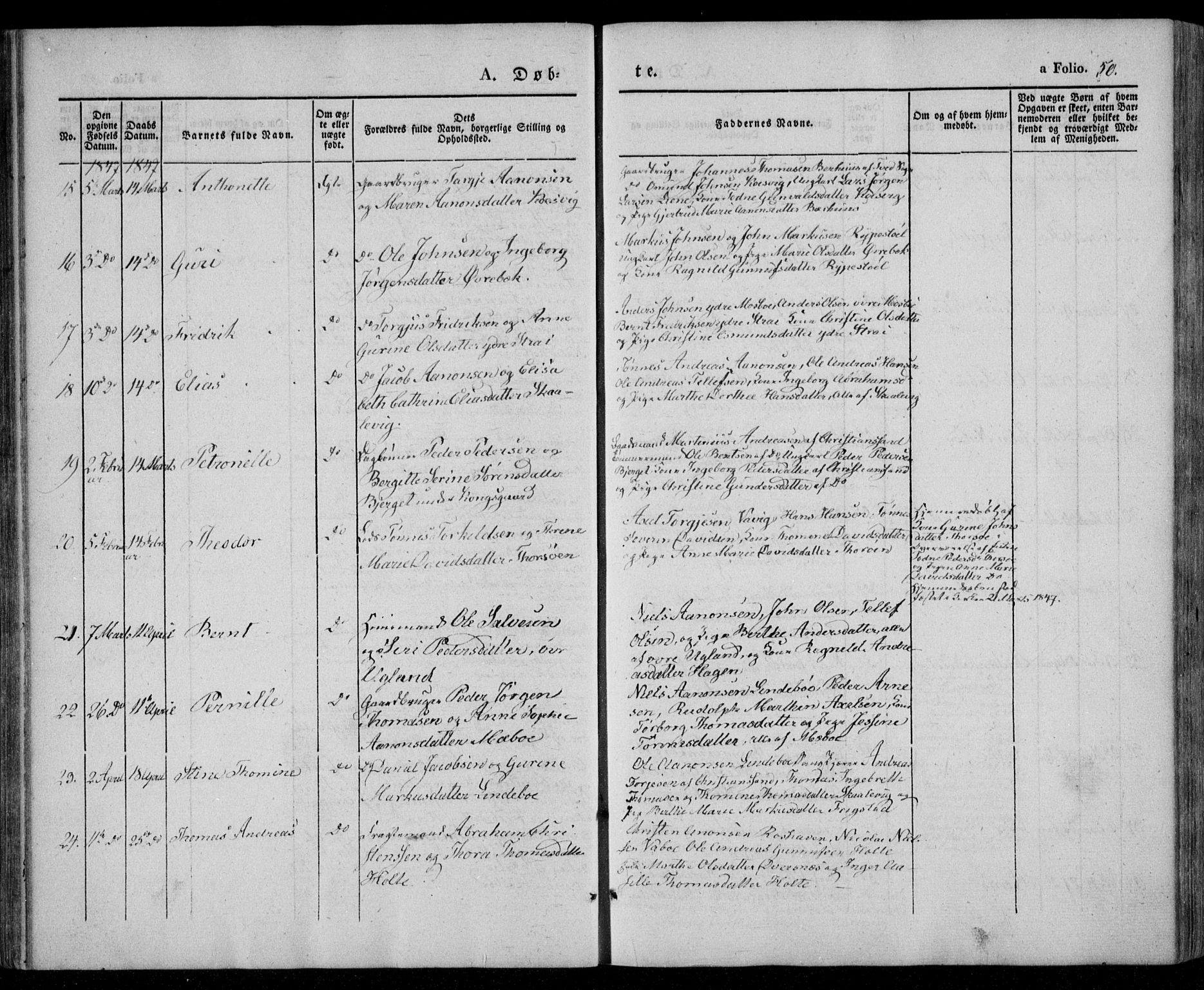 Oddernes sokneprestkontor, AV/SAK-1111-0033/F/Fa/Faa/L0006: Parish register (official) no. A 6, 1838-1851, p. 50