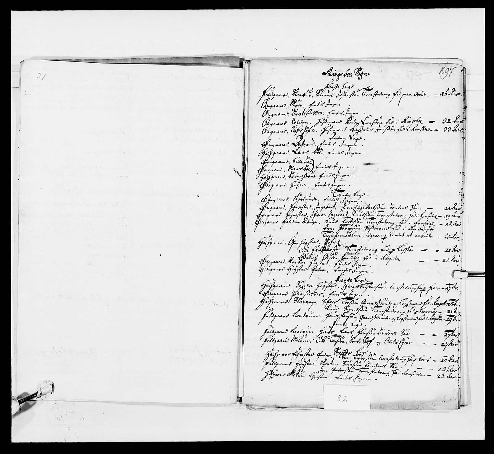 Kommanderende general (KG I) med Det norske krigsdirektorium, AV/RA-EA-5419/E/Ea/L0500: Opplandske regiment, 1696-1697, p. 403