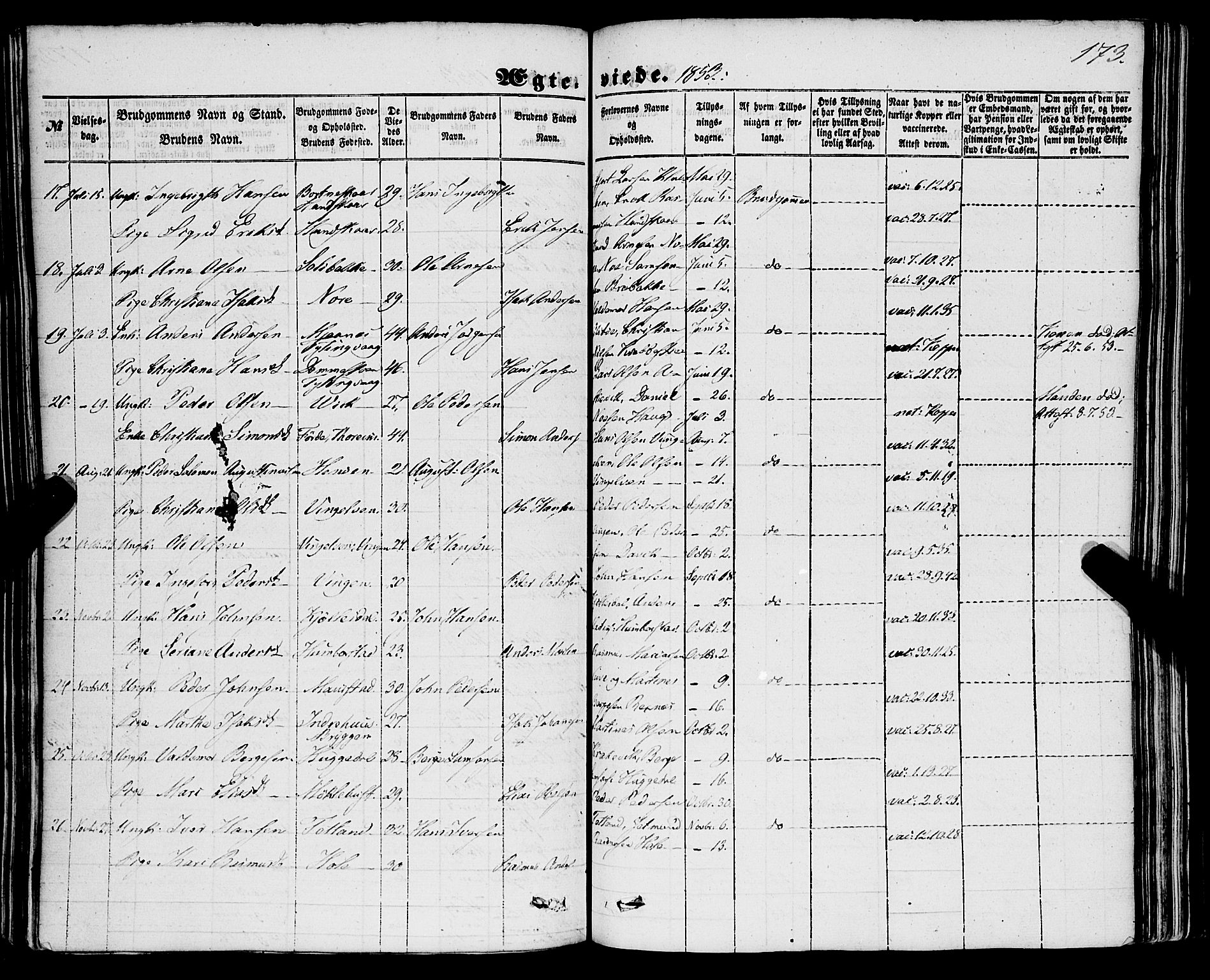 Davik sokneprestembete, AV/SAB-A-79701/H/Haa/Haaa/L0005: Parish register (official) no. A 5, 1850-1866, p. 173