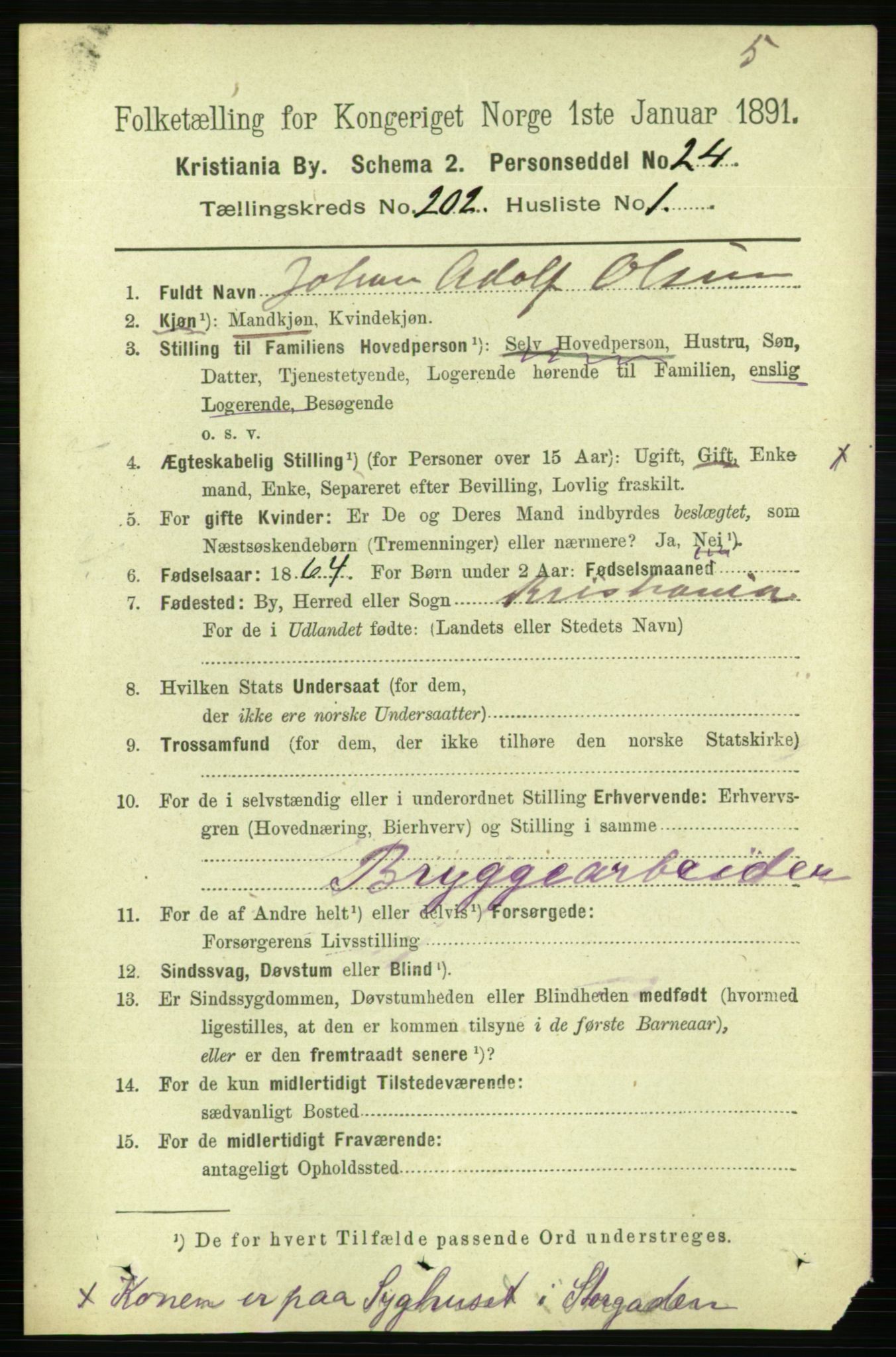 RA, 1891 census for 0301 Kristiania, 1891, p. 121544