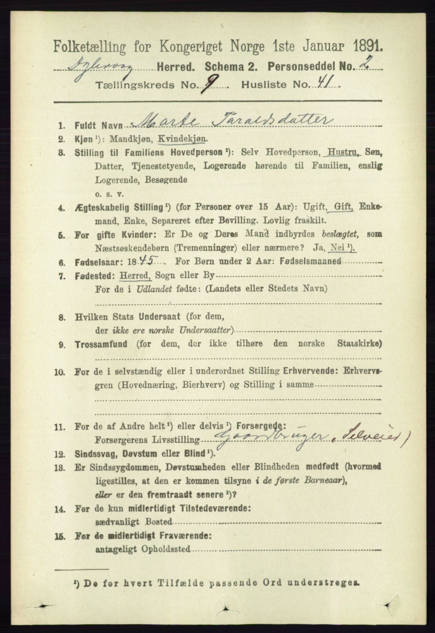 RA, 1891 census for 0915 Dypvåg, 1891, p. 3534