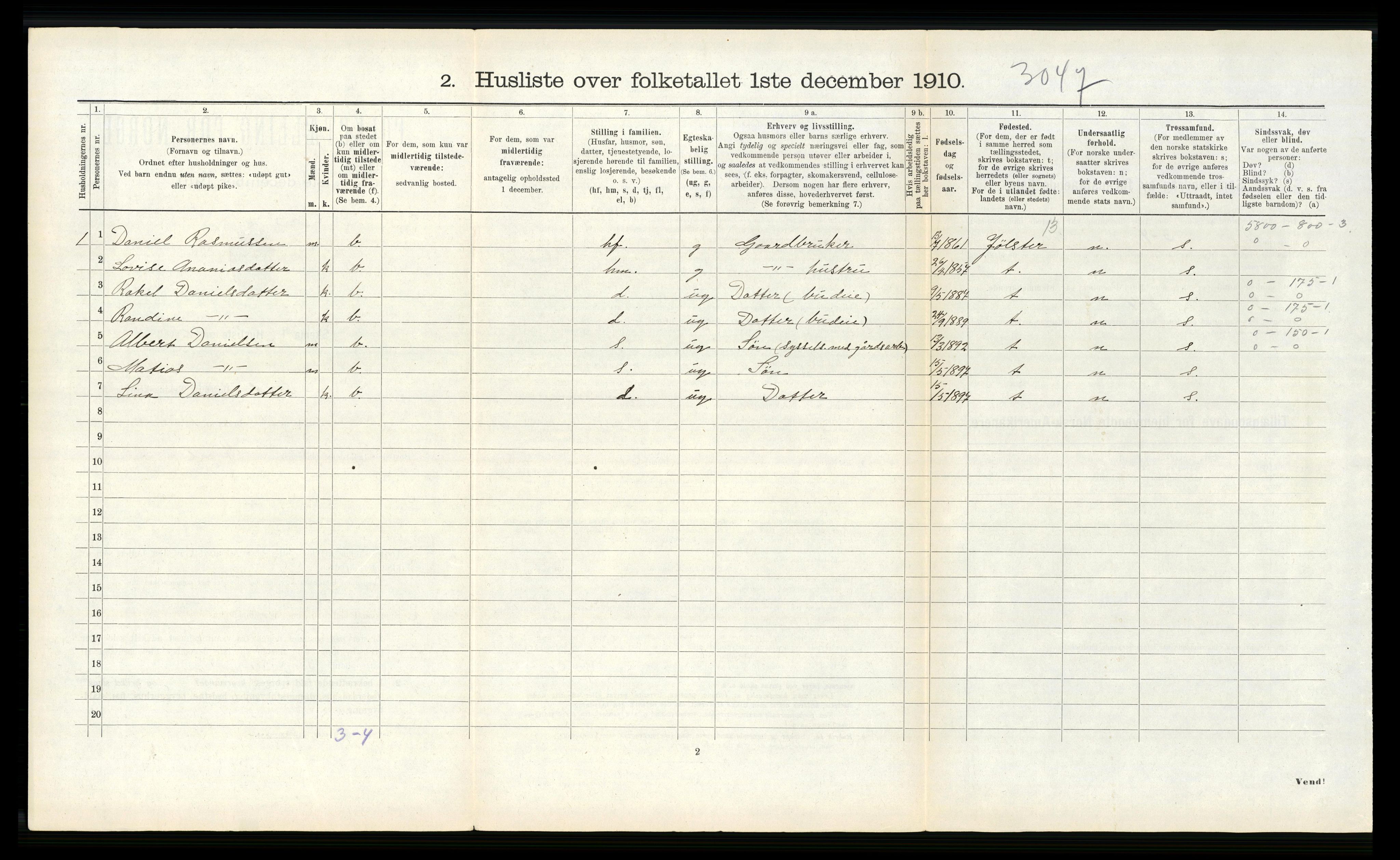 RA, 1910 census for Førde, 1910, p. 374