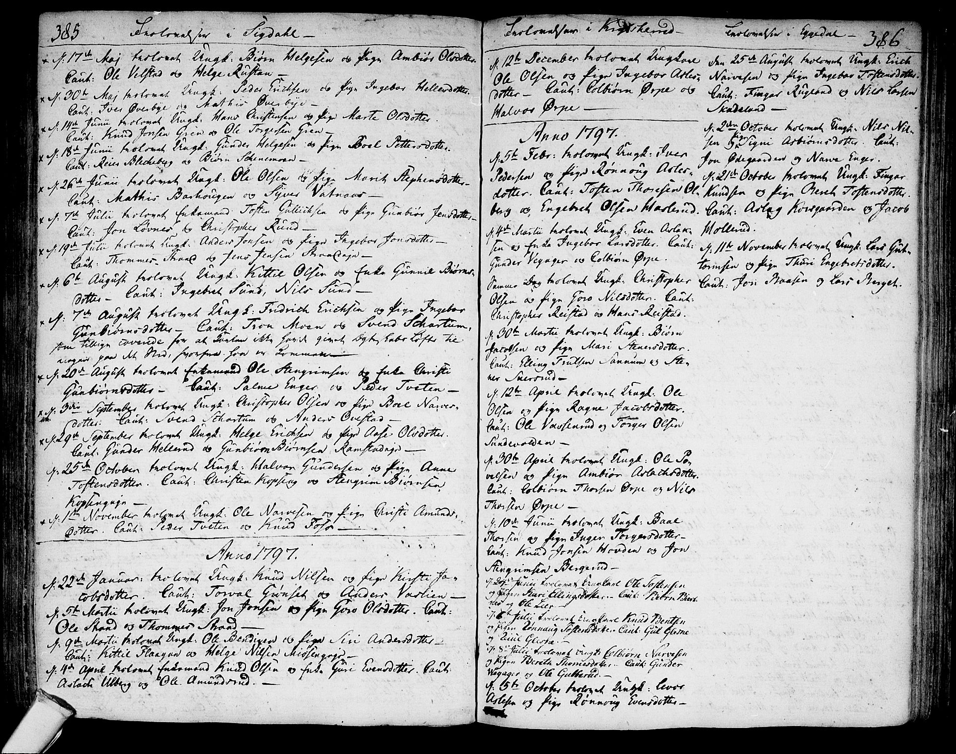 Sigdal kirkebøker, SAKO/A-245/F/Fa/L0003: Parish register (official) no. I 3, 1793-1811, p. 385-386