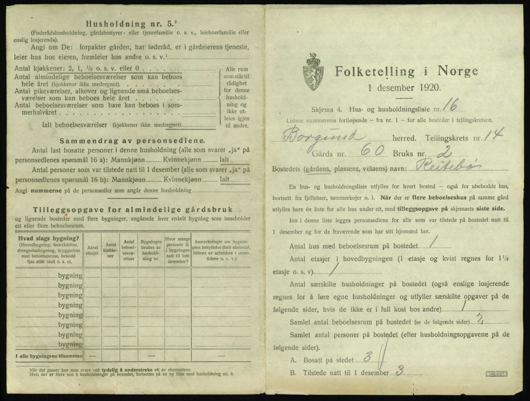 SAT, 1920 census for Borgund, 1920, p. 1324