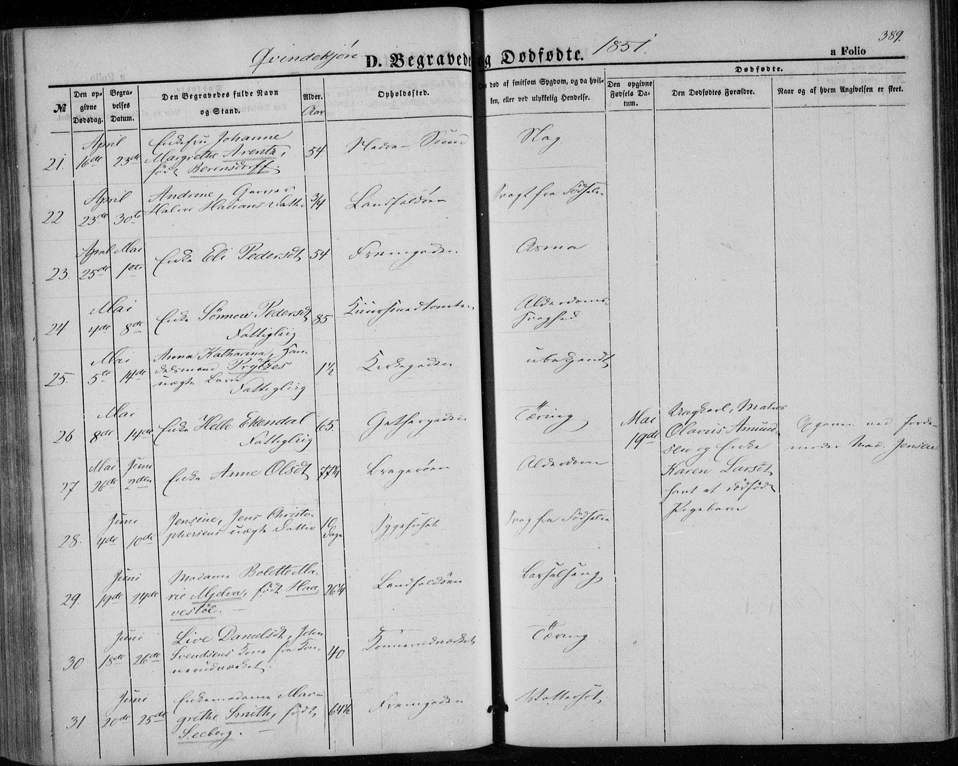 Bragernes kirkebøker, AV/SAKO-A-6/F/Fb/L0002: Parish register (official) no. II 2, 1848-1859, p. 389