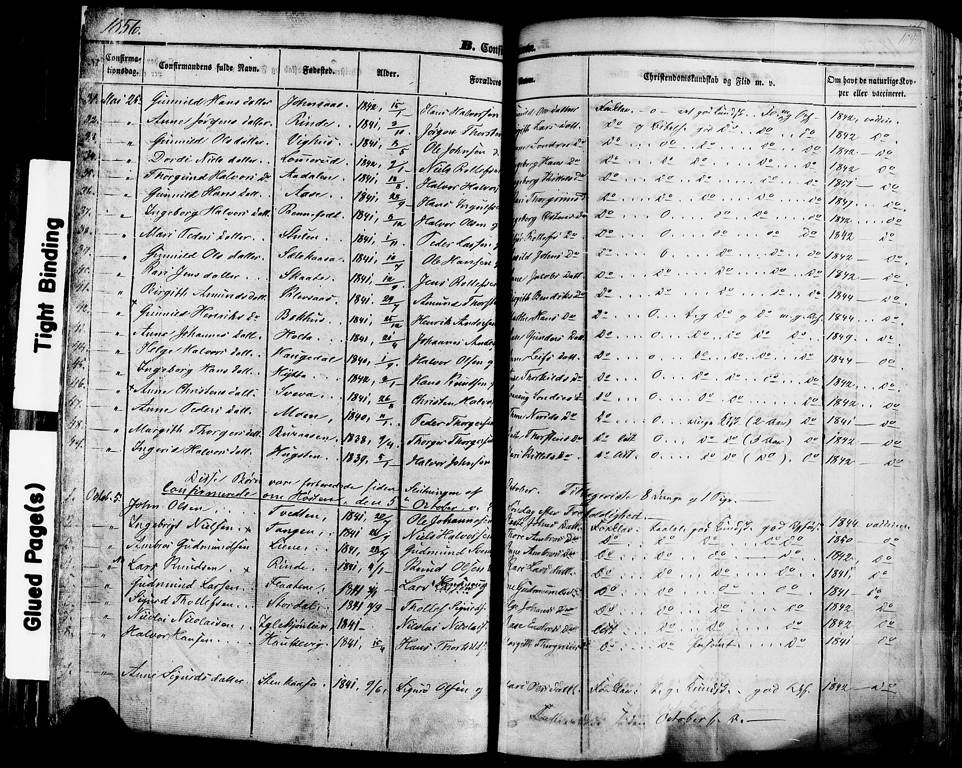 Sauherad kirkebøker, AV/SAKO-A-298/F/Fa/L0007: Parish register (official) no. I 7, 1851-1873, p. 104