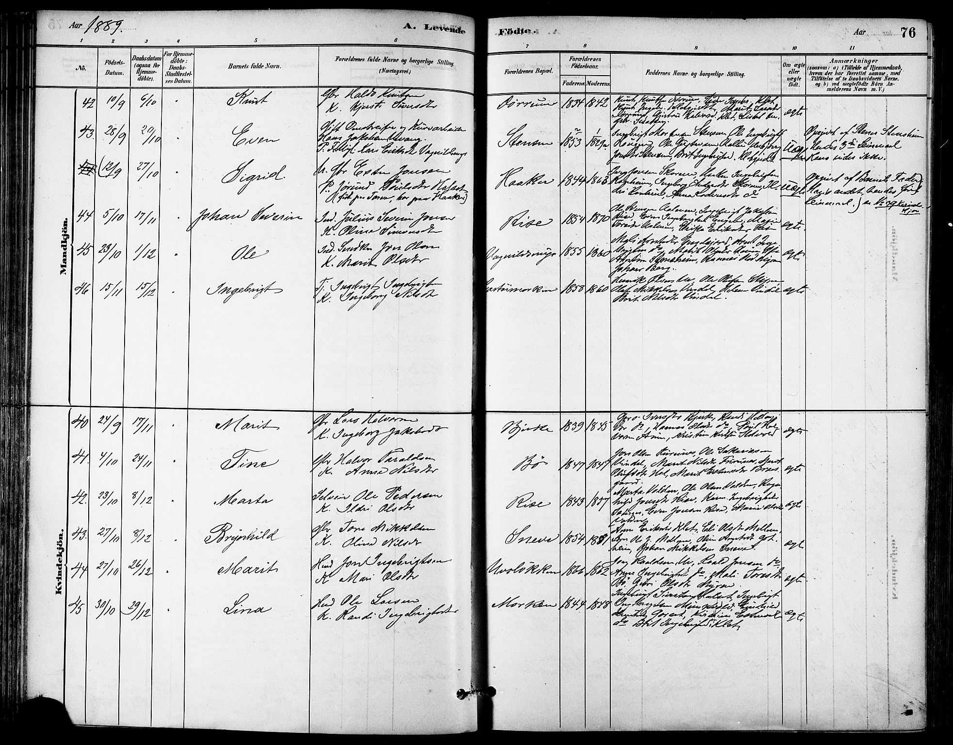 Ministerialprotokoller, klokkerbøker og fødselsregistre - Sør-Trøndelag, AV/SAT-A-1456/678/L0901: Parish register (official) no. 678A10, 1881-1894, p. 76