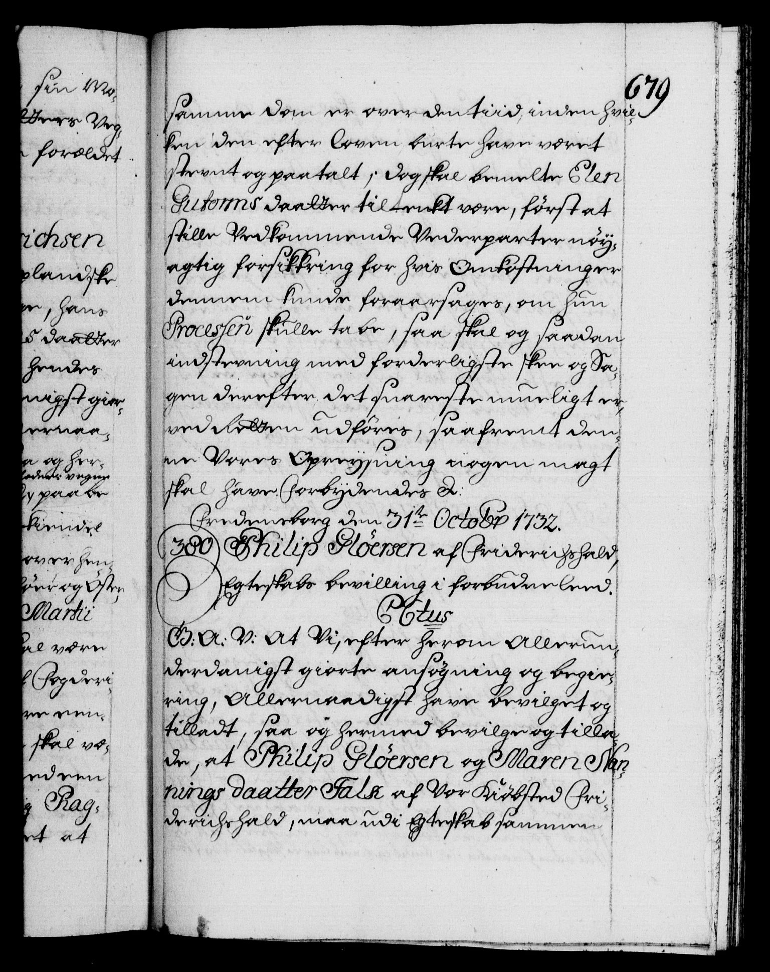 Danske Kanselli 1572-1799, AV/RA-EA-3023/F/Fc/Fca/Fcaa/L0027: Norske registre, 1730-1732, p. 679a