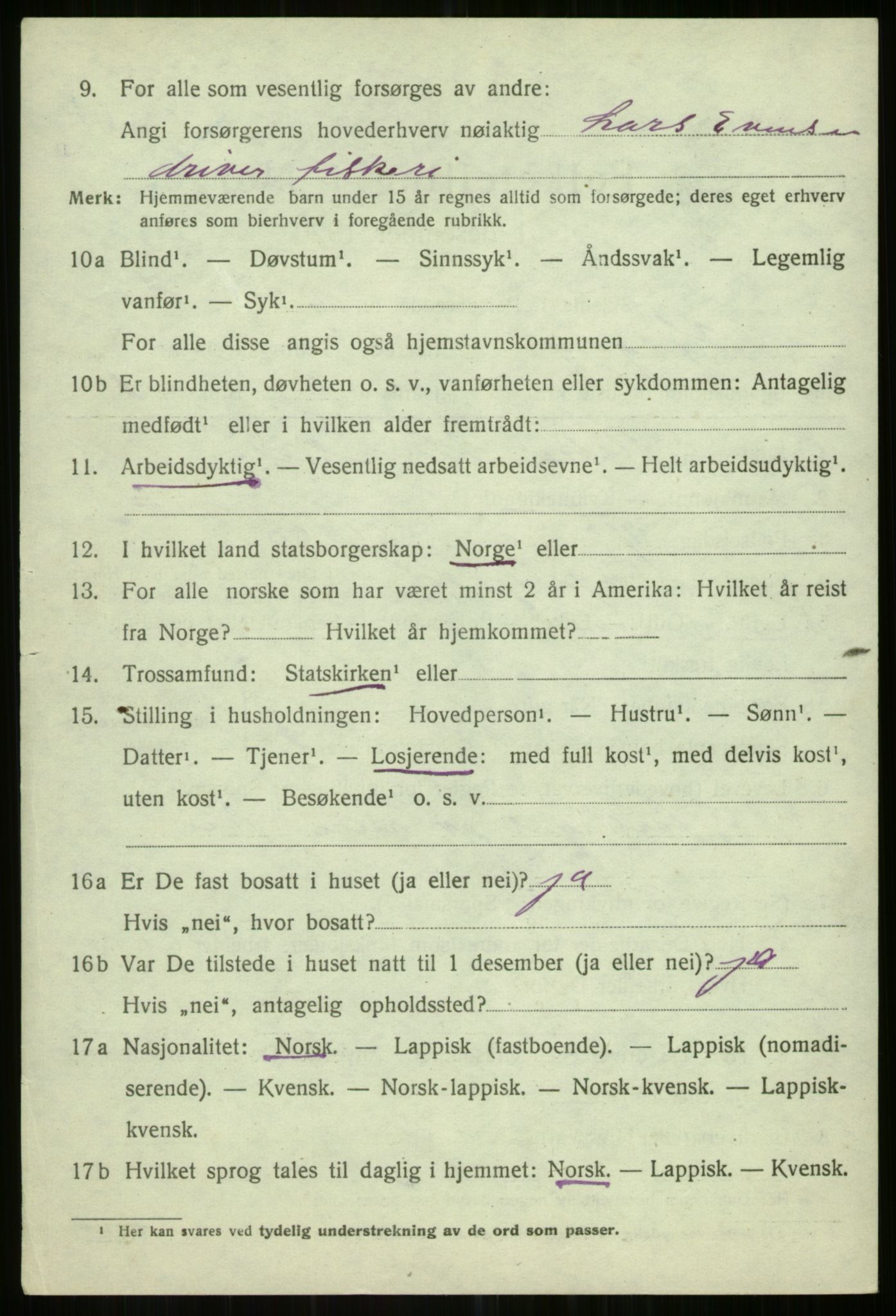 SATØ, 1920 census for Helgøy, 1920, p. 1430