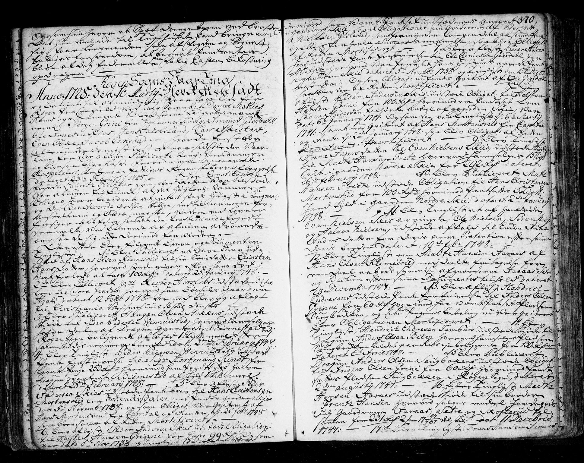 Lier, Røyken og Hurum sorenskriveri, AV/SAKO-A-89/F/Fa/L0051: Tingbok, 1745-1748, p. 370