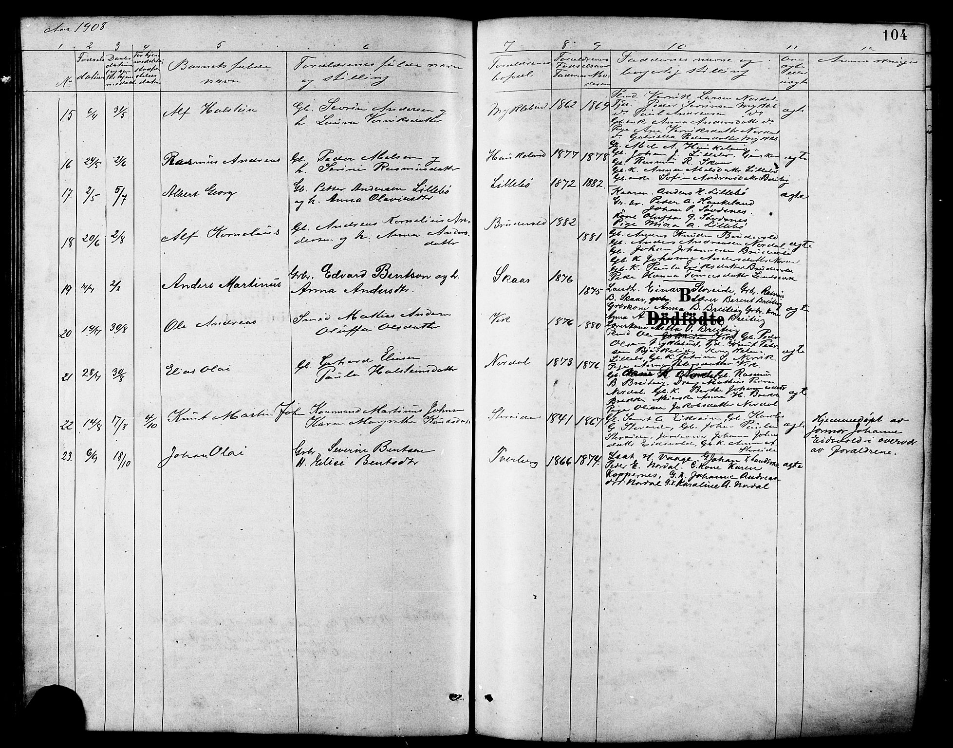 Ministerialprotokoller, klokkerbøker og fødselsregistre - Møre og Romsdal, SAT/A-1454/502/L0027: Parish register (copy) no. 502C01, 1878-1908, p. 104
