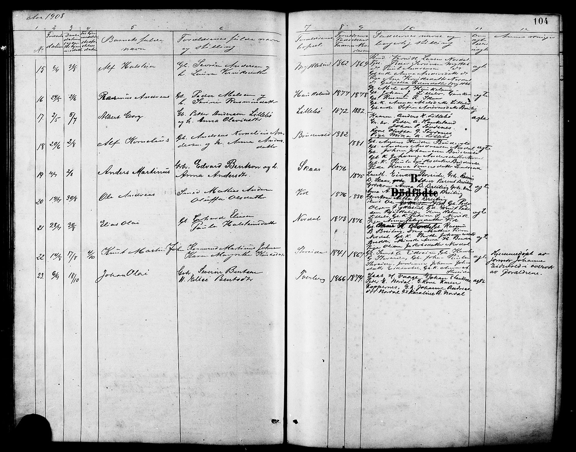 Ministerialprotokoller, klokkerbøker og fødselsregistre - Møre og Romsdal, AV/SAT-A-1454/502/L0027: Parish register (copy) no. 502C01, 1878-1908, p. 104