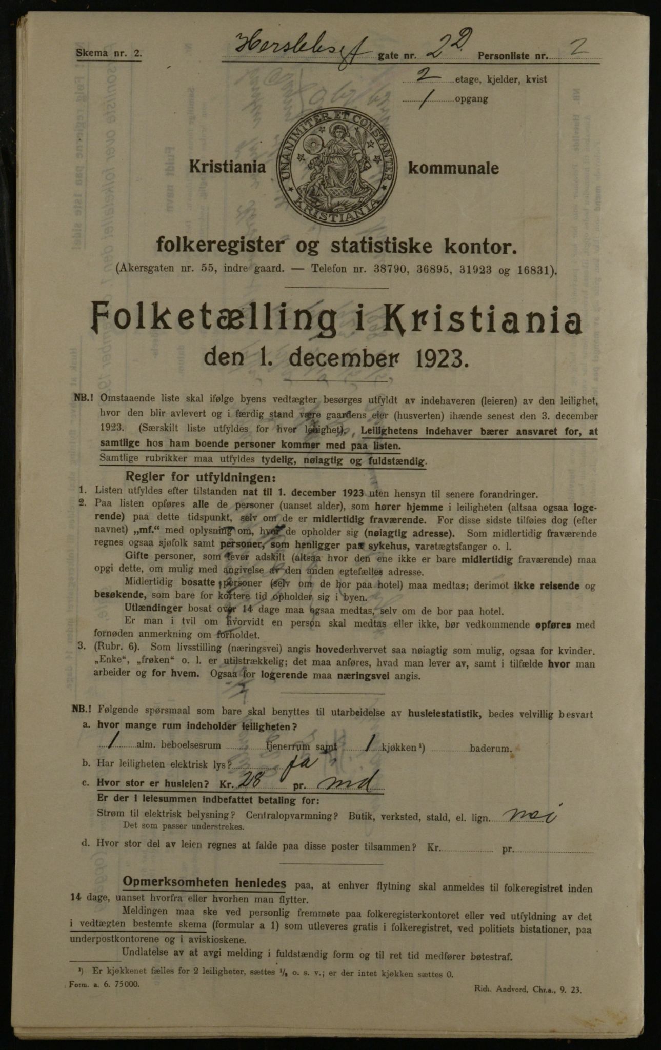 OBA, Municipal Census 1923 for Kristiania, 1923, p. 43823