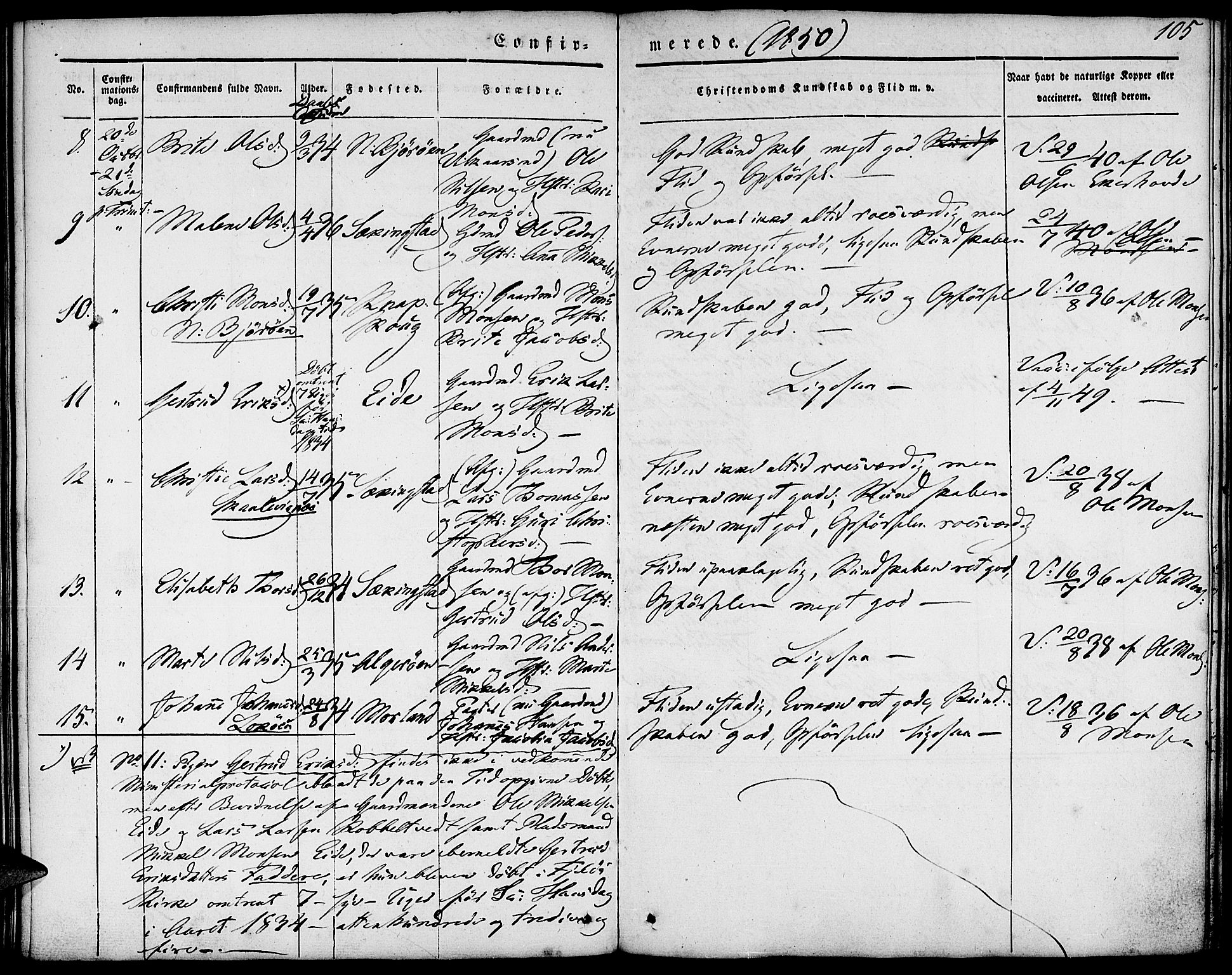 Fjell sokneprestembete, AV/SAB-A-75301/H/Haa: Parish register (official) no. A 1, 1835-1850, p. 105