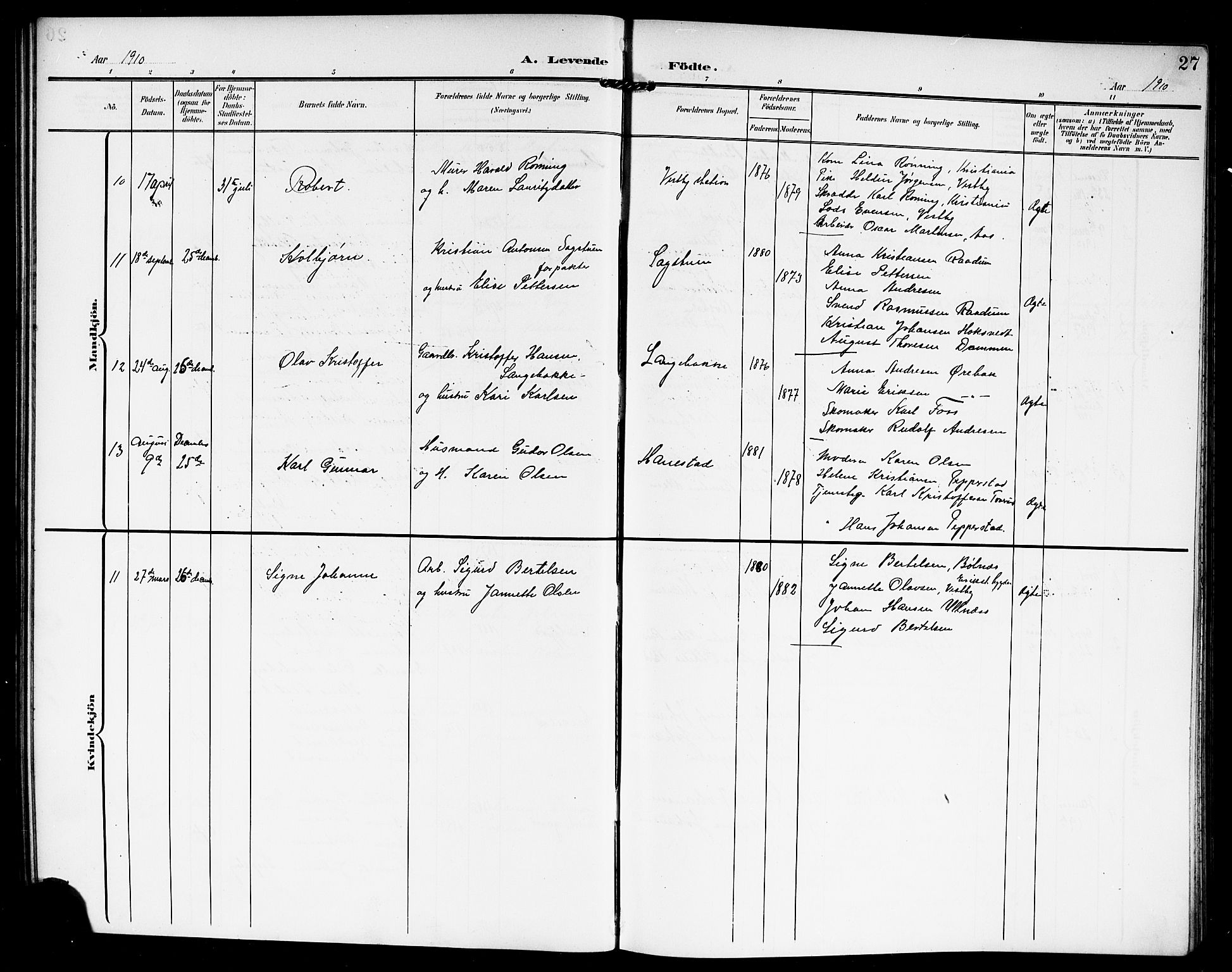 Vestby prestekontor Kirkebøker, SAO/A-10893/G/Ga/L0002: Parish register (copy) no. I 2, 1903-1916, p. 27