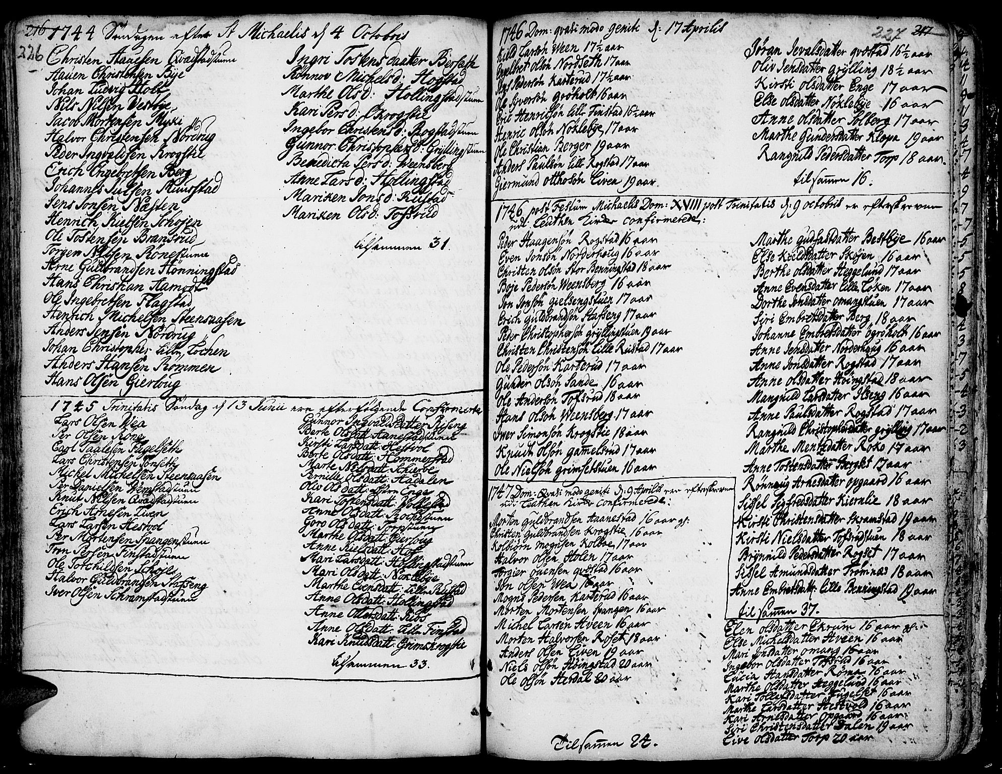 Løten prestekontor, AV/SAH-PREST-022/K/Ka/L0002: Parish register (official) no. 2, 1731-1772, p. 226-227