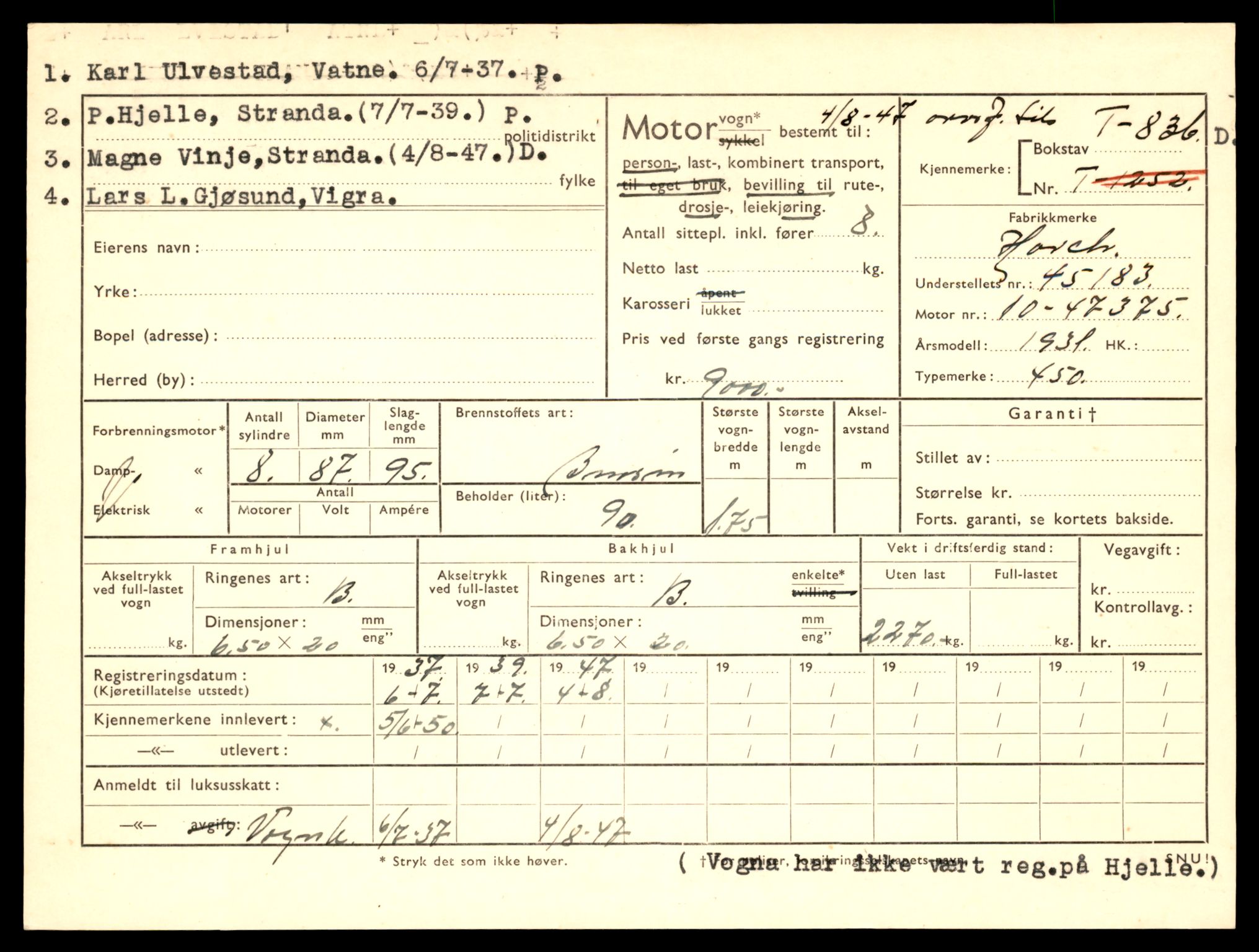 Møre og Romsdal vegkontor - Ålesund trafikkstasjon, AV/SAT-A-4099/F/Fe/L0008: Registreringskort for kjøretøy T 747 - T 894, 1927-1998, p. 2166