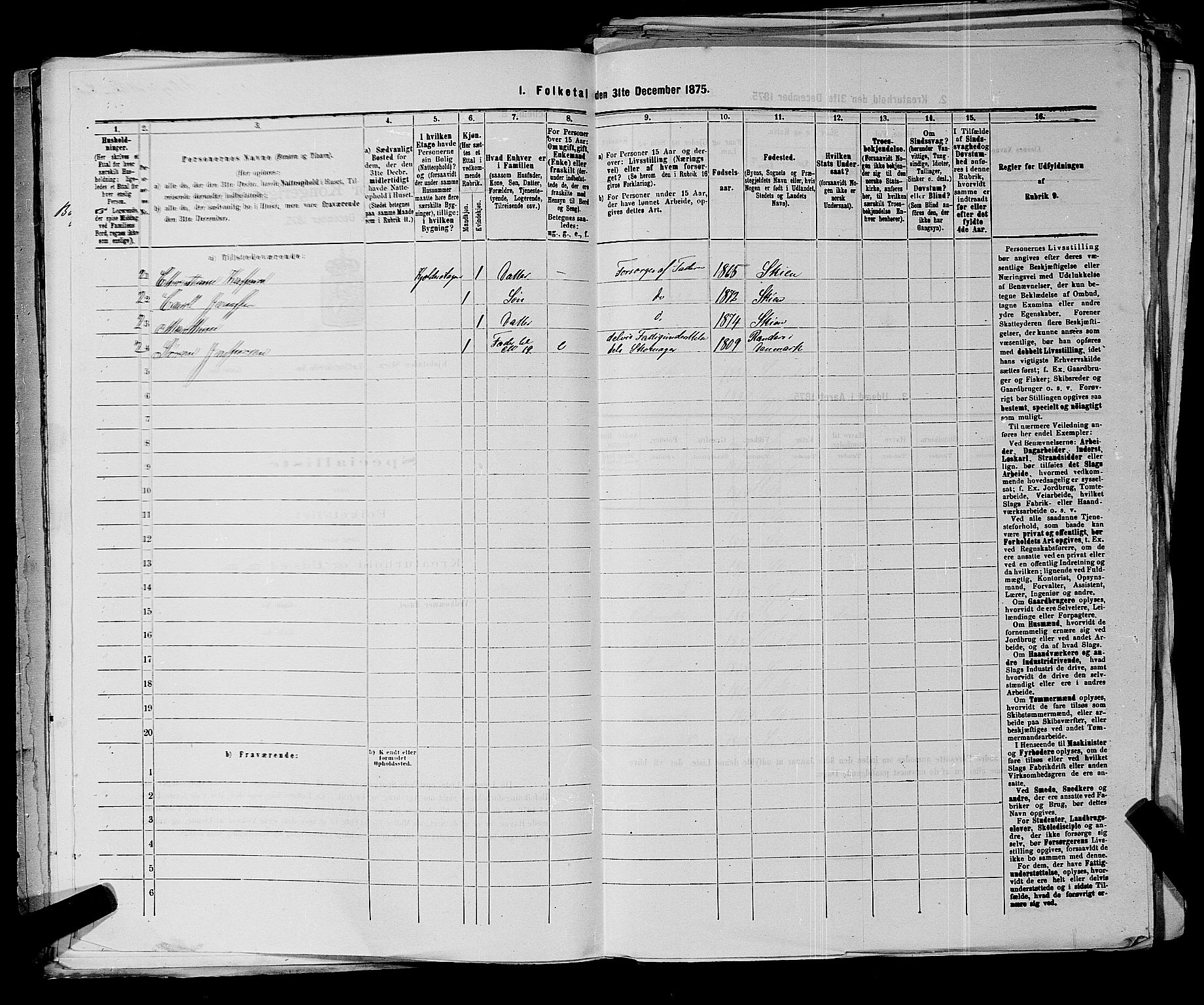 SAKO, 1875 census for 0806P Skien, 1875, p. 1049