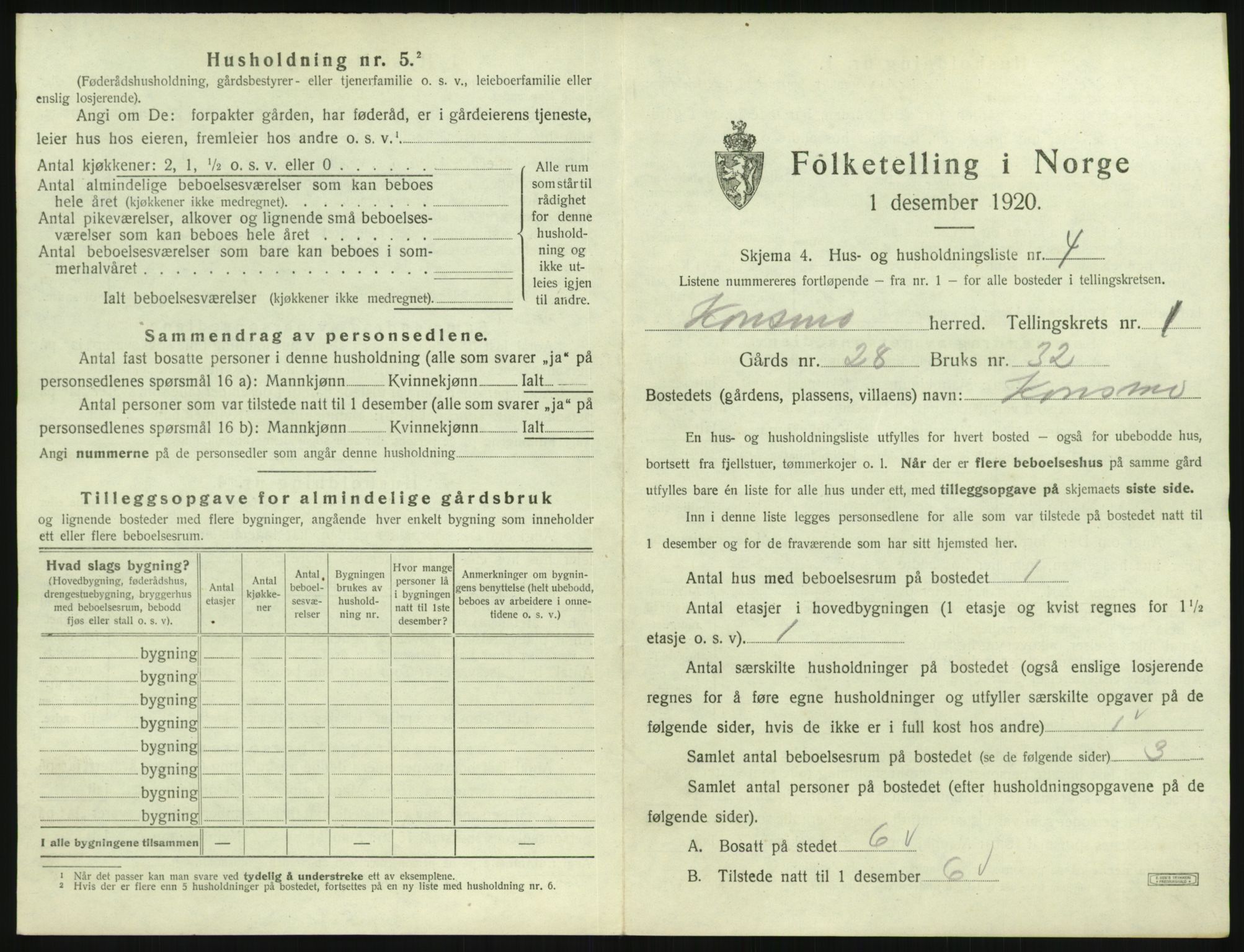 SAK, 1920 census for Konsmo, 1920, p. 40