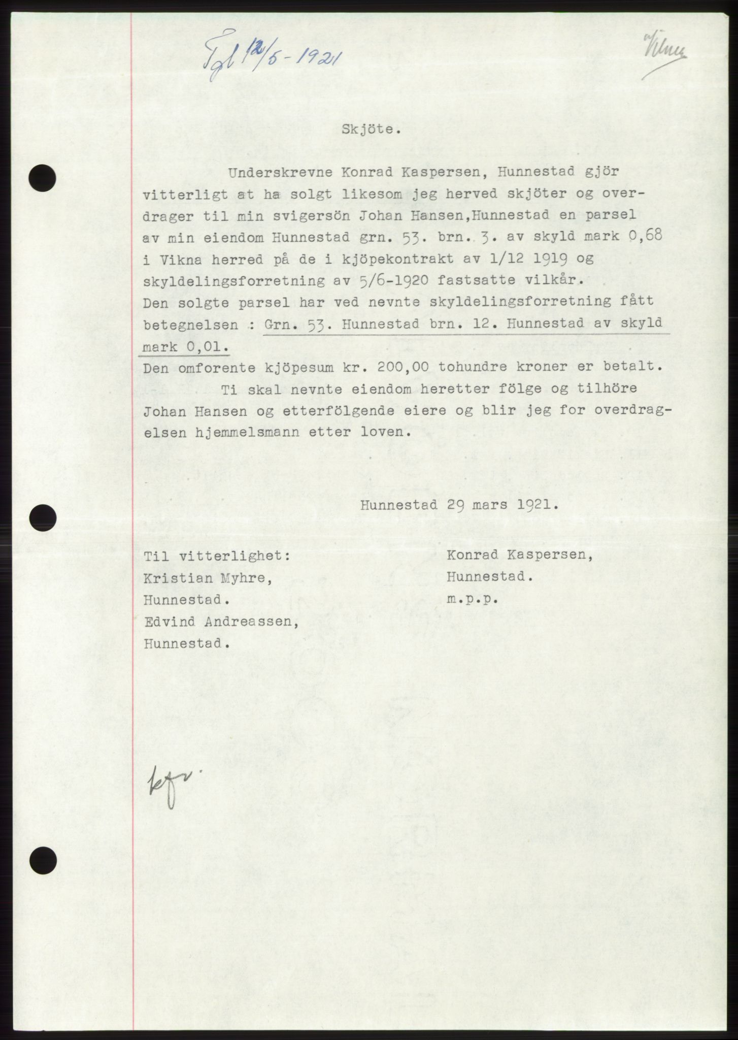 Namdal sorenskriveri, SAT/A-4133/1/2/2C: Mortgage book no. -, 1916-1921, Deed date: 12.05.1921